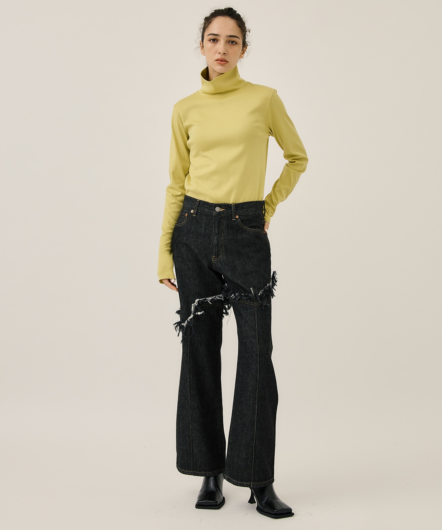 FRINGE DENIM PANTS(S BLACK): kotohayokozawa: WOMENS｜ STUDIOUS