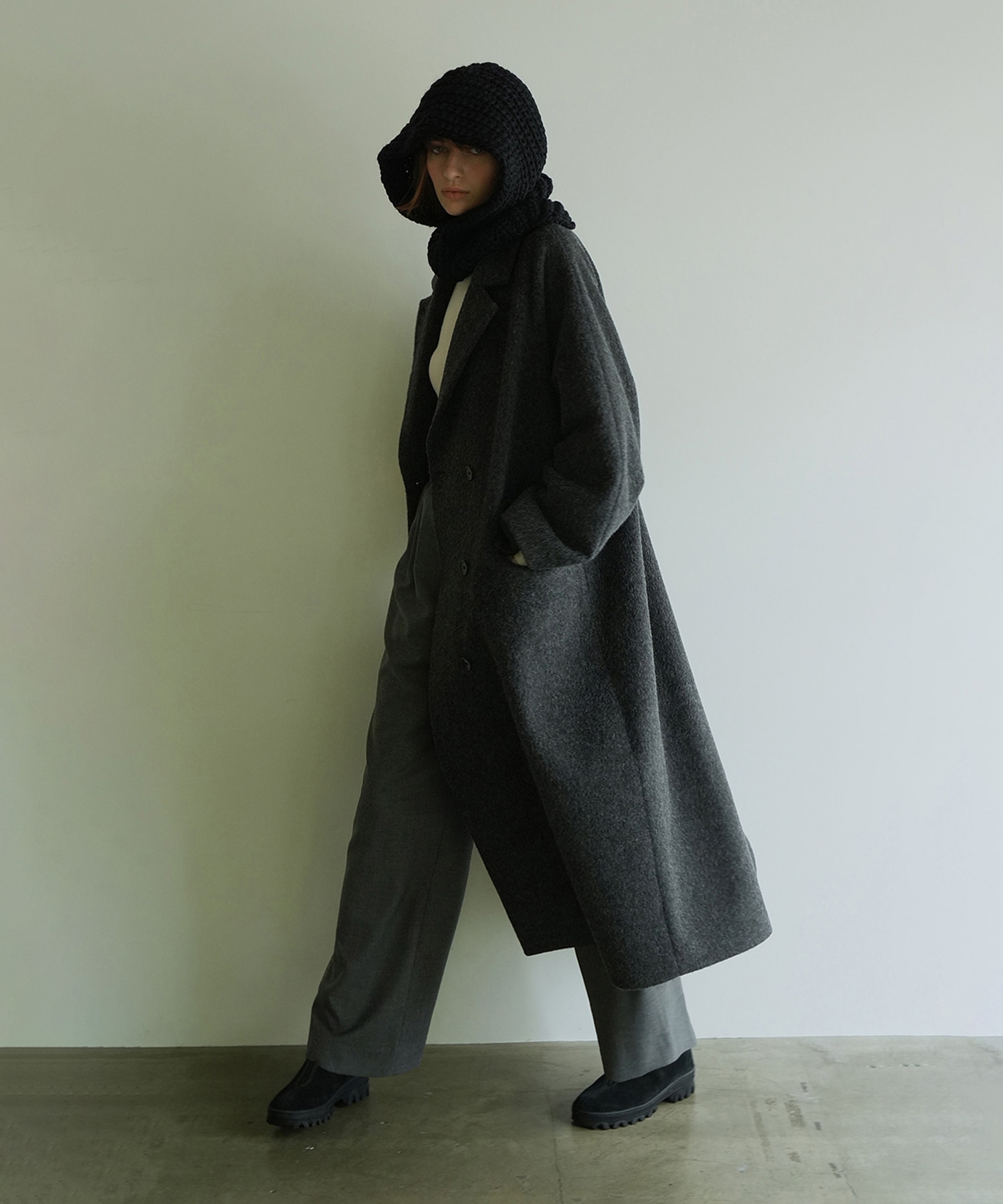 DOUBLE WOOL LONG COAT(0 DARK GREY): CLANE: WOMENS｜ STUDIOUS