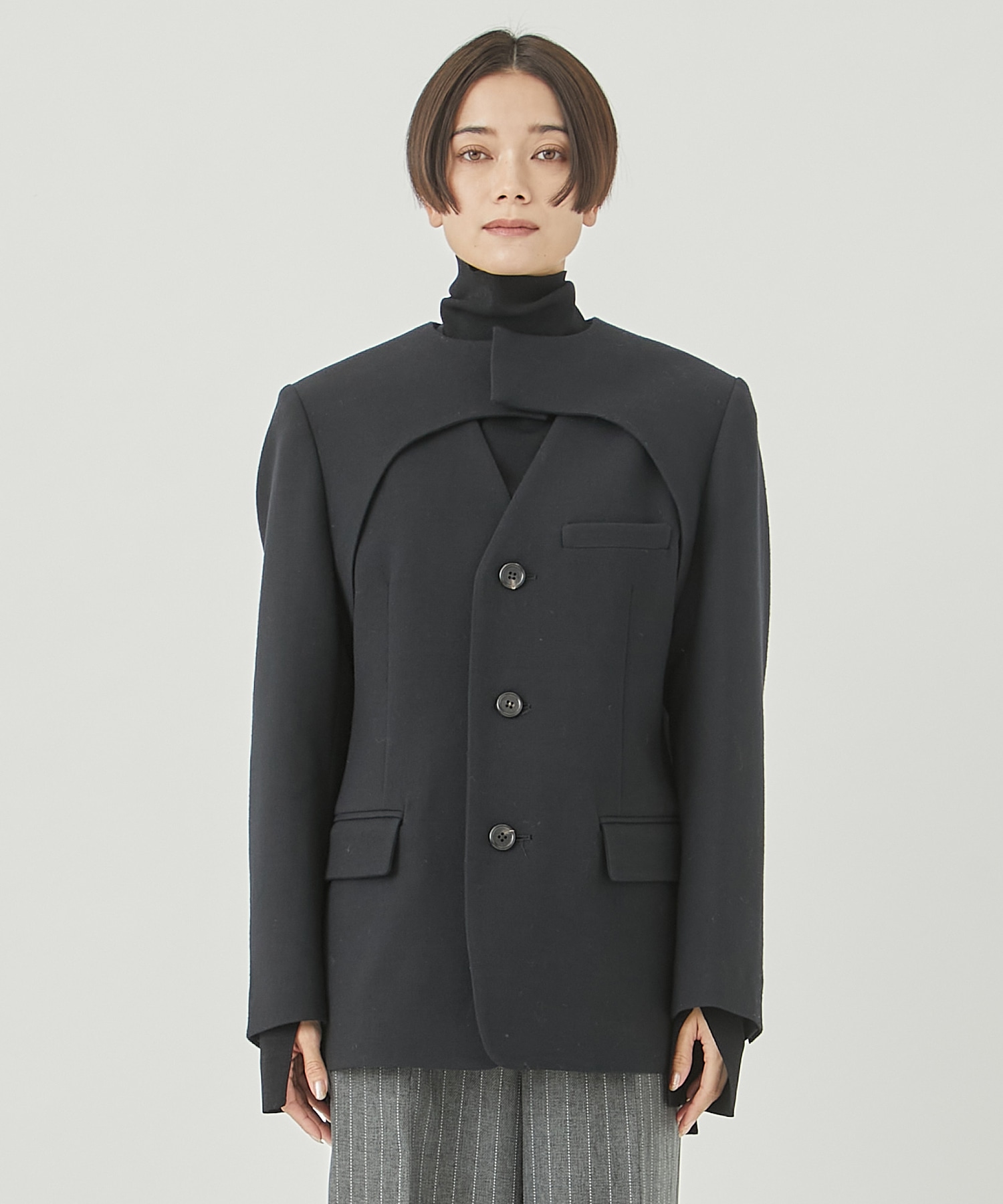 Double Cloth Layered Jacket(36 BLACK): INSCRIRE: WOMENS｜ STUDIOUS