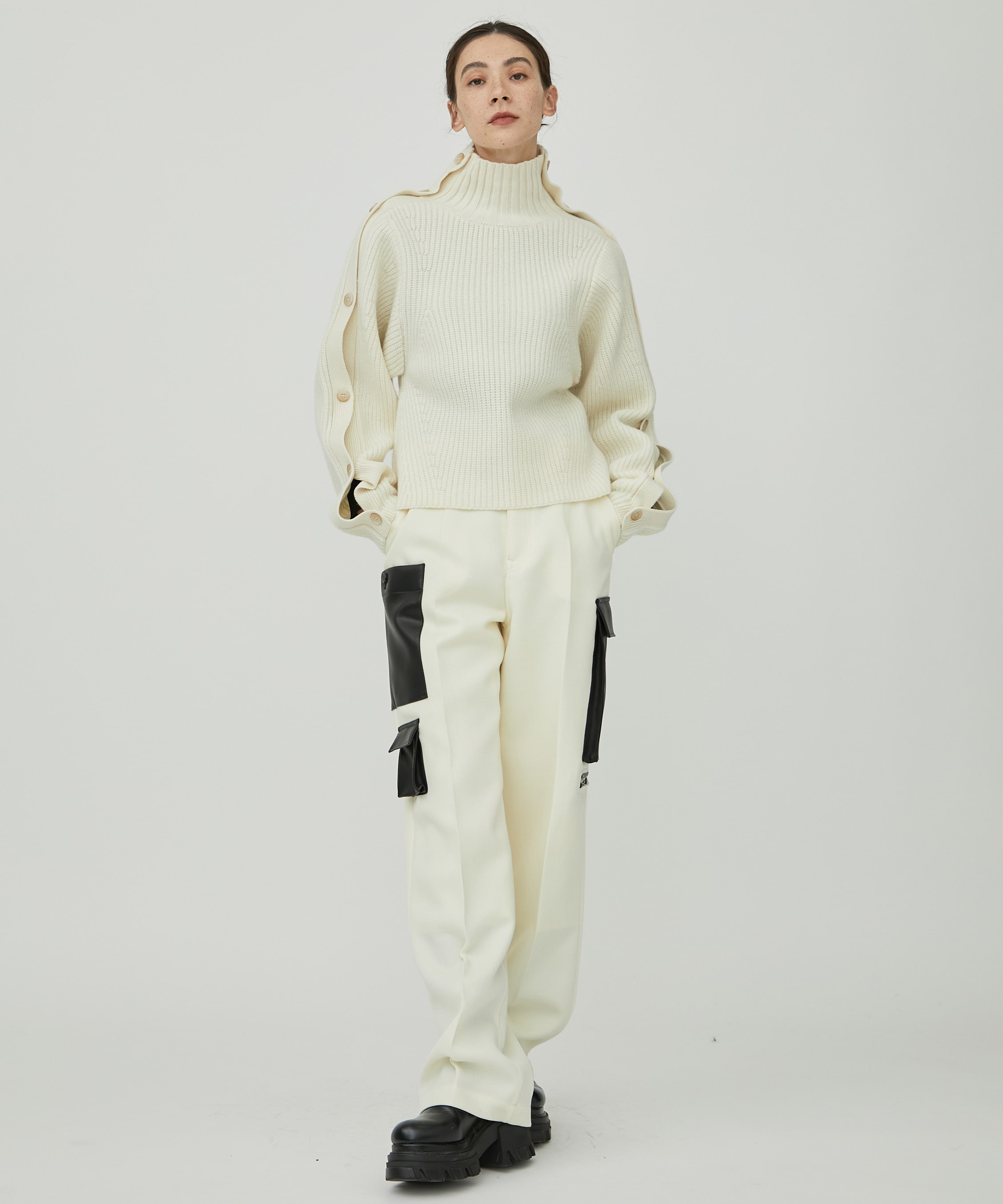 FAKE LEATHER 8POCKET PANTS 