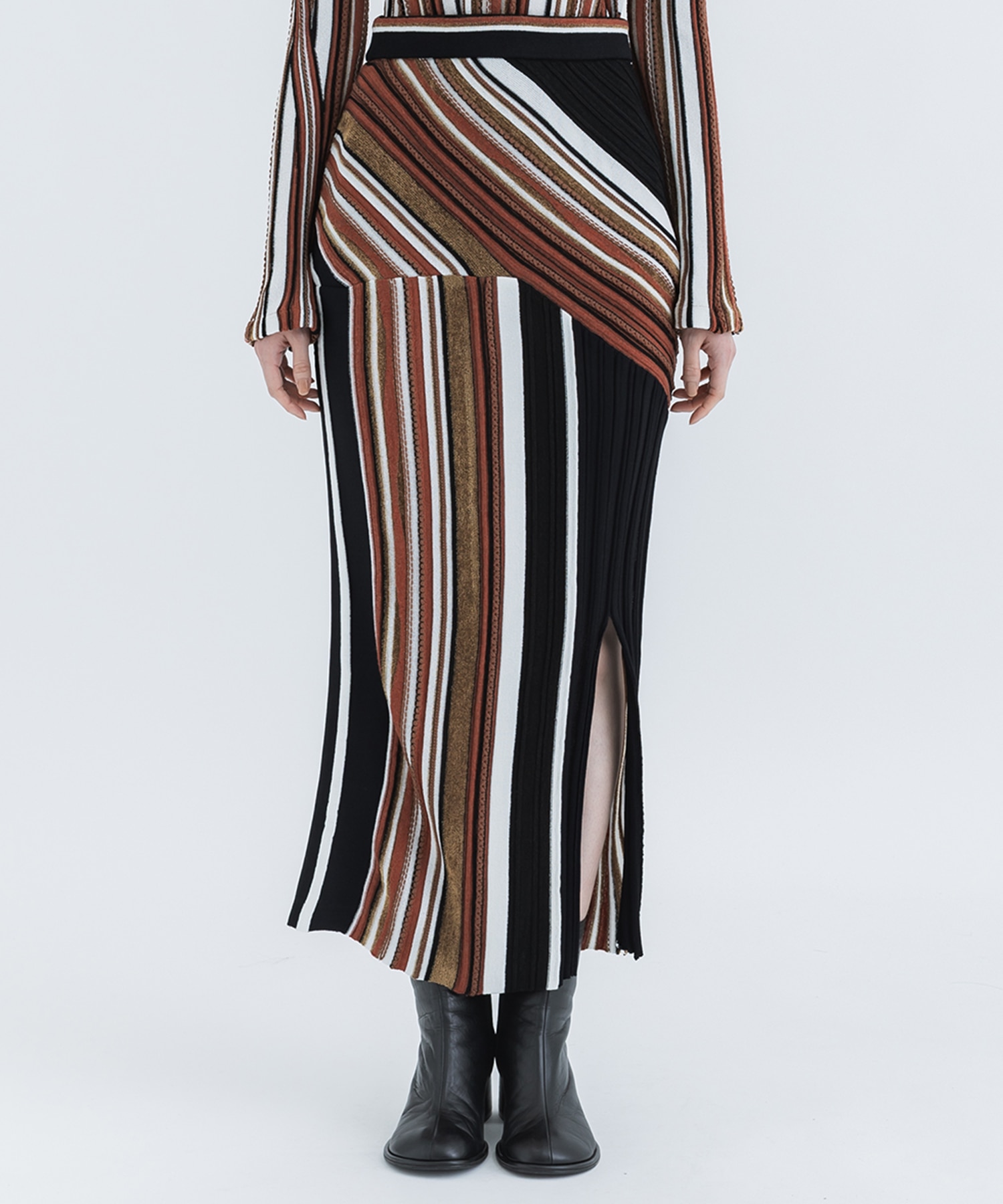 Stripe Jacquard Knitted Skirt Mame Kurogouchi