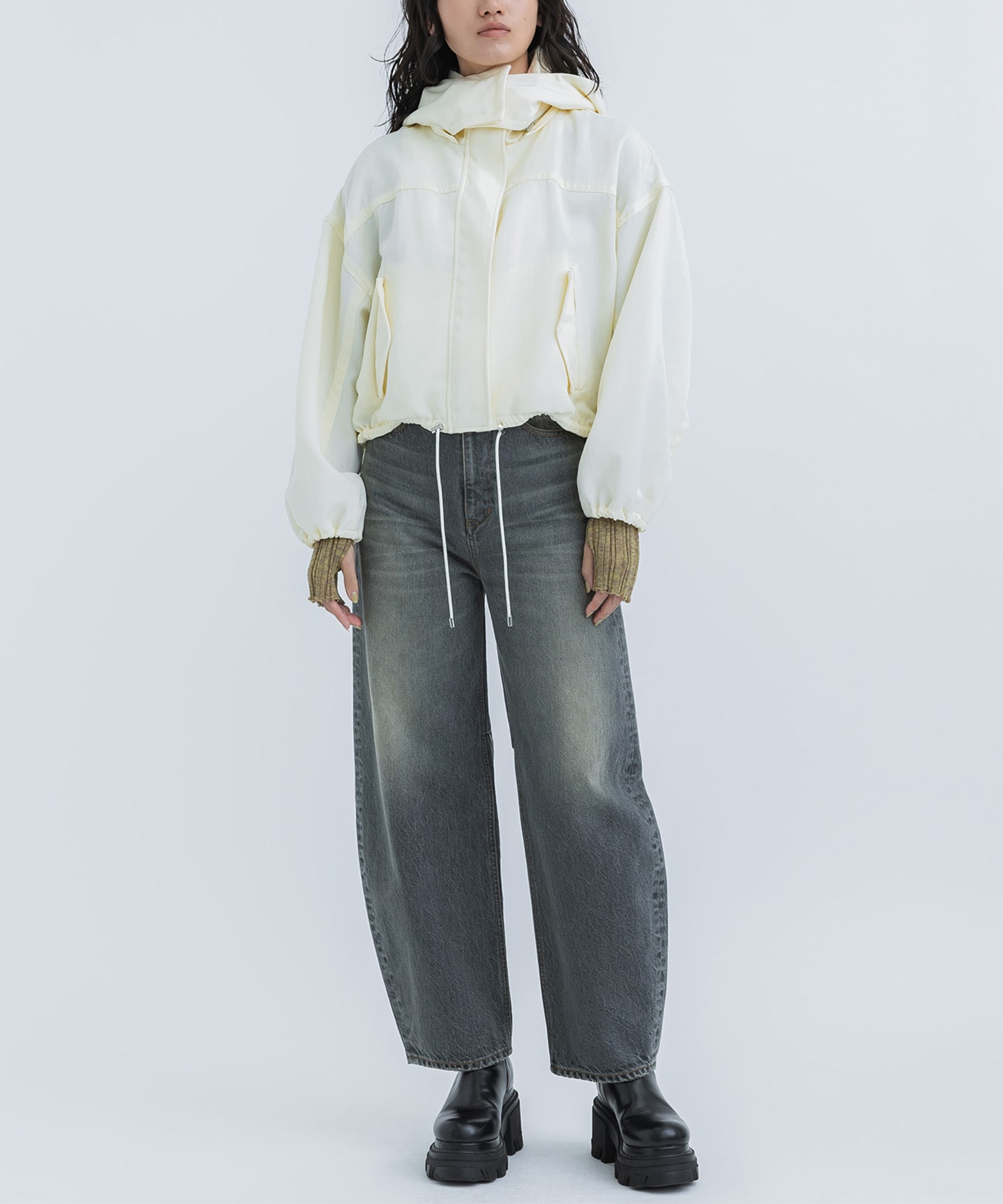 Heavy Twill Hooded Blouson(FREE OFF WHITE): STUDIOUS: WOMENS 