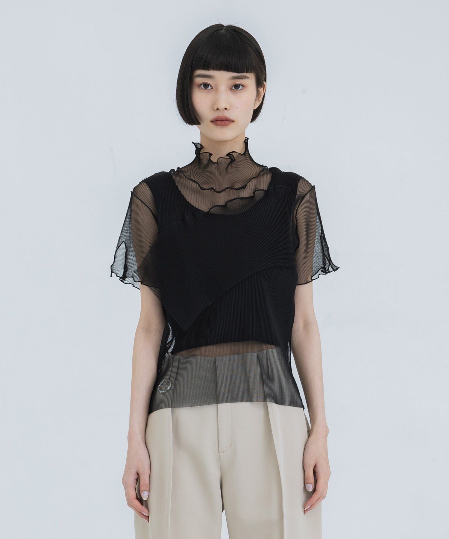 Layered Sheer Top(FREE BLACK): kotohayokozawa: WOMENS｜ STUDIOUS 