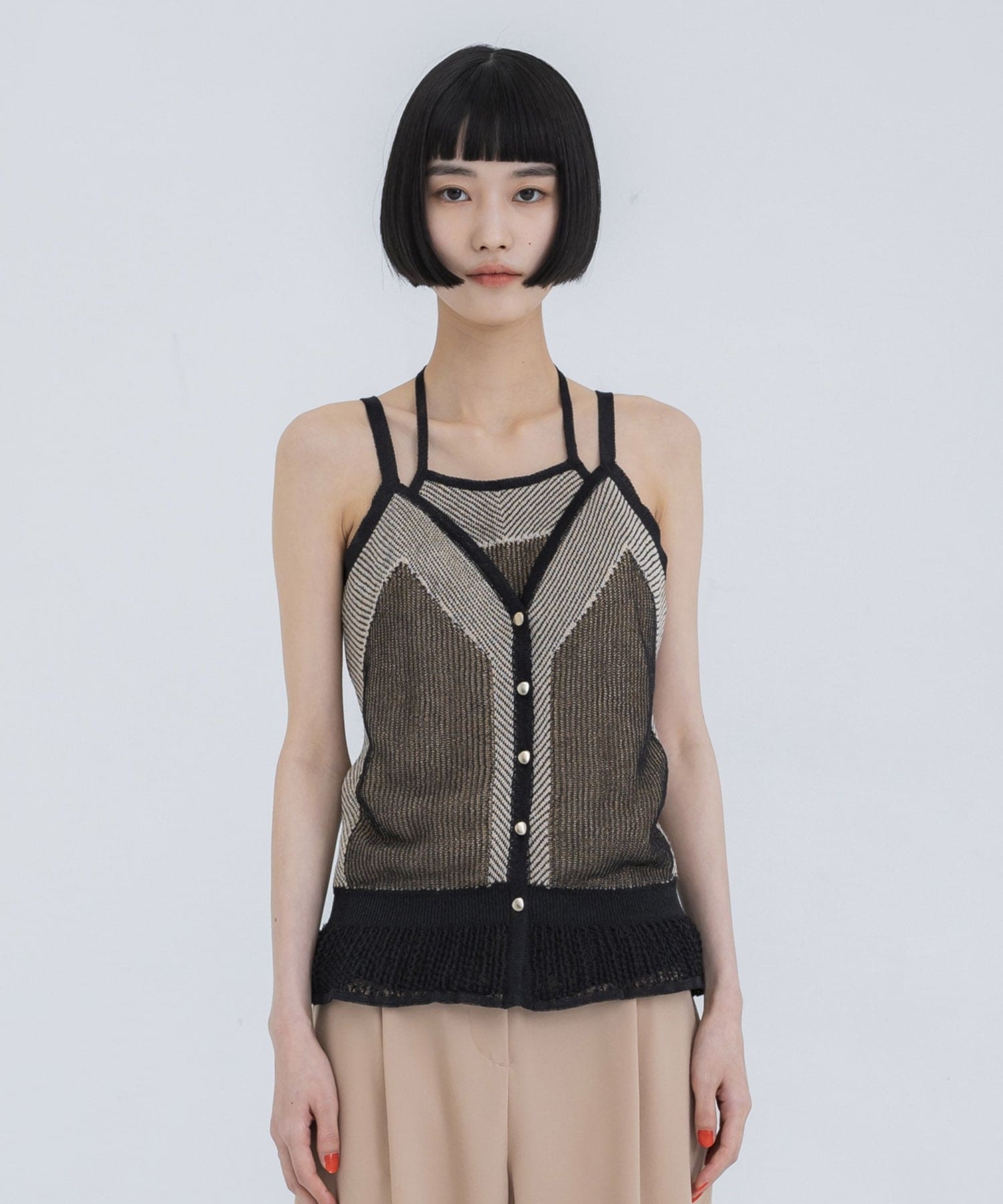 Pigment knit camisole top (Black) MURRAL