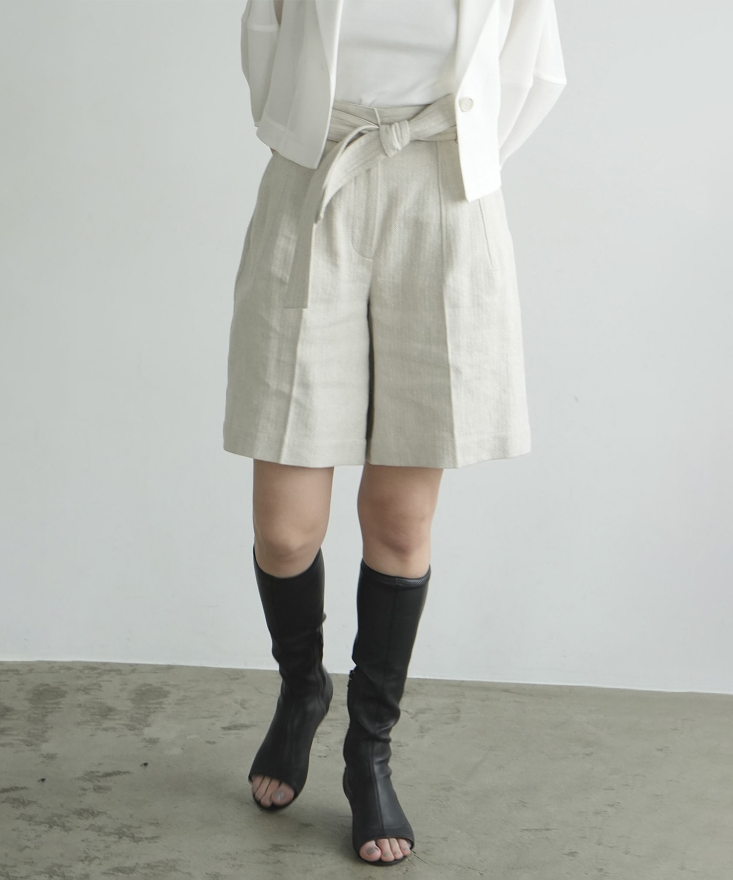 STITCH BELT HALF PANTS CLANE