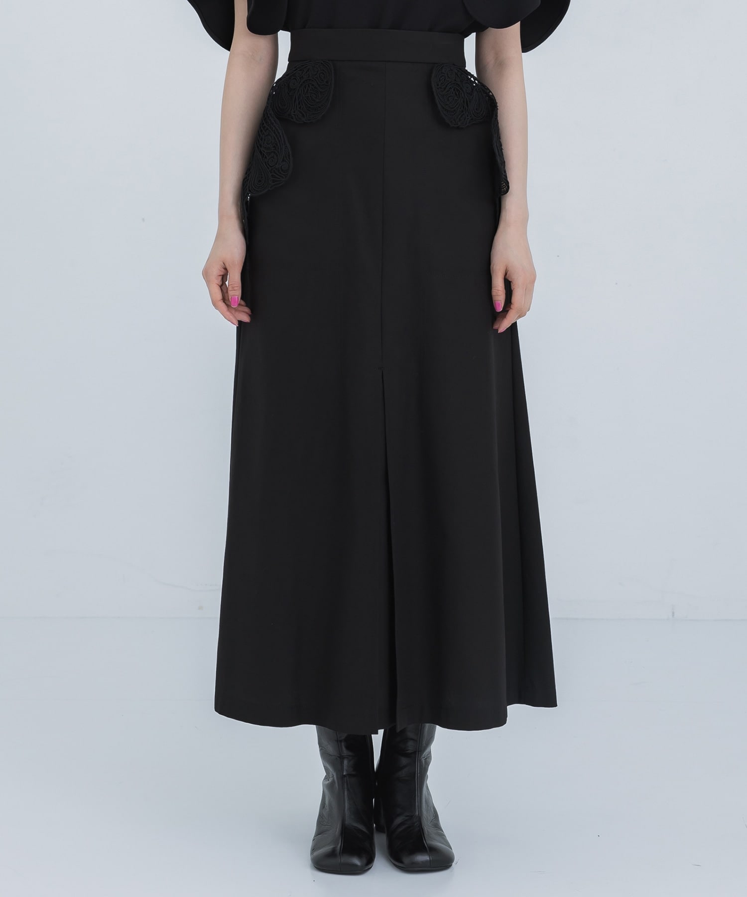 Cording Embroidery Detail Cotton Skirt(1 BLACK): Mame Kurogouchi 