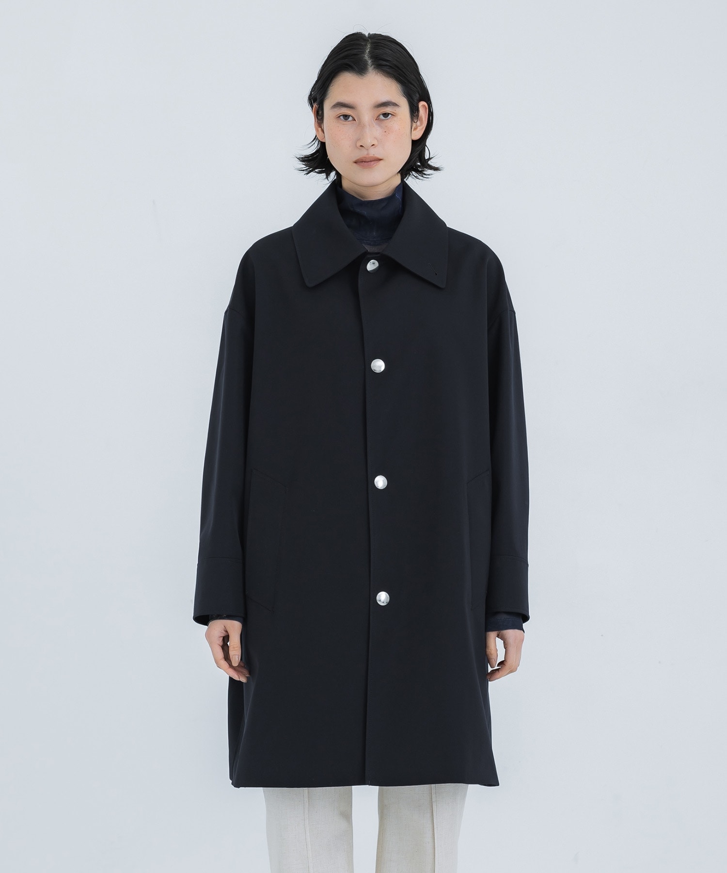 THE MIDDLE BAL COLLAR COAT(36 DARK NAVY): THE RERACS: WOMENS 