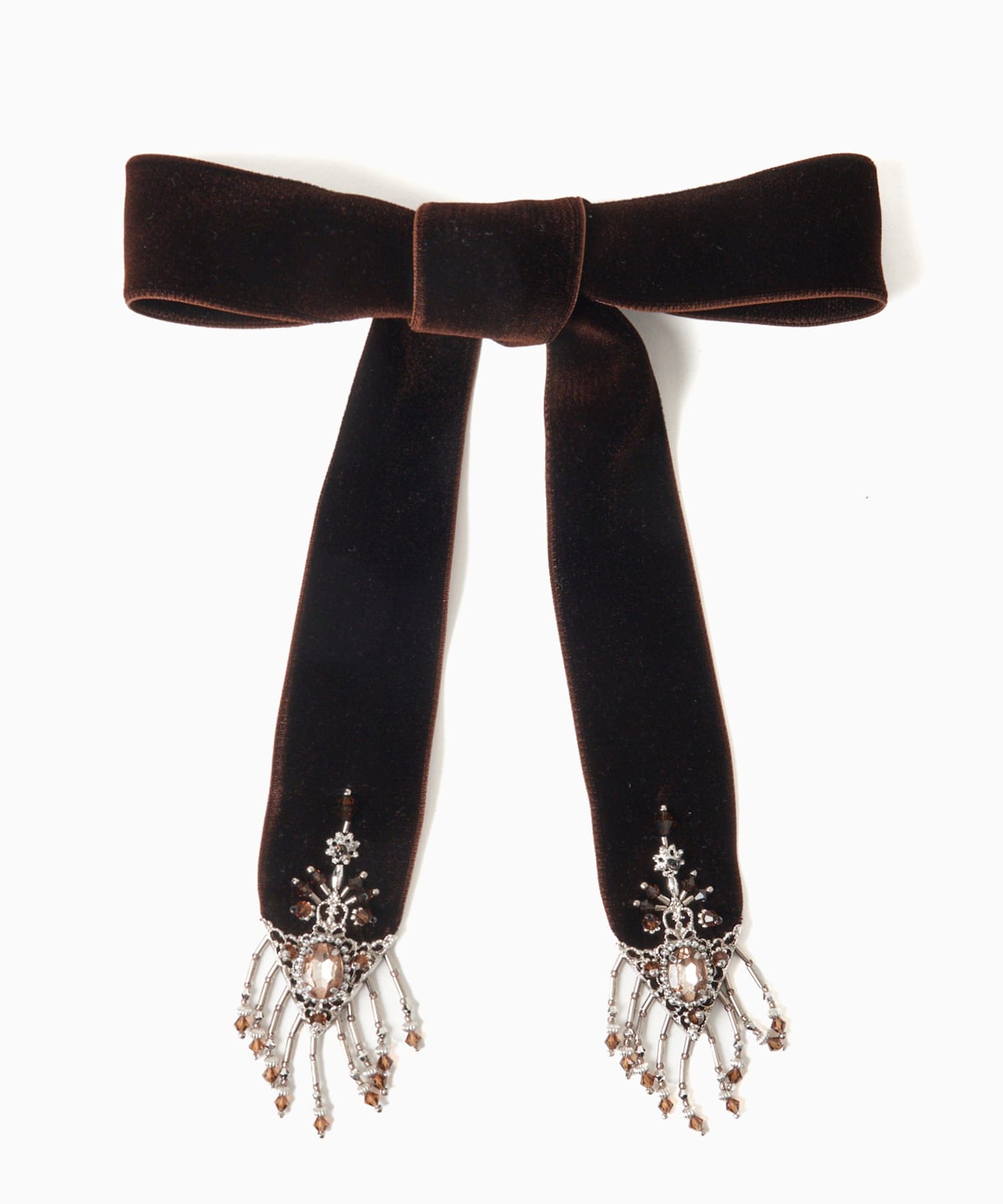 crystal silver tip velvet long ribbon tanakadaisuke