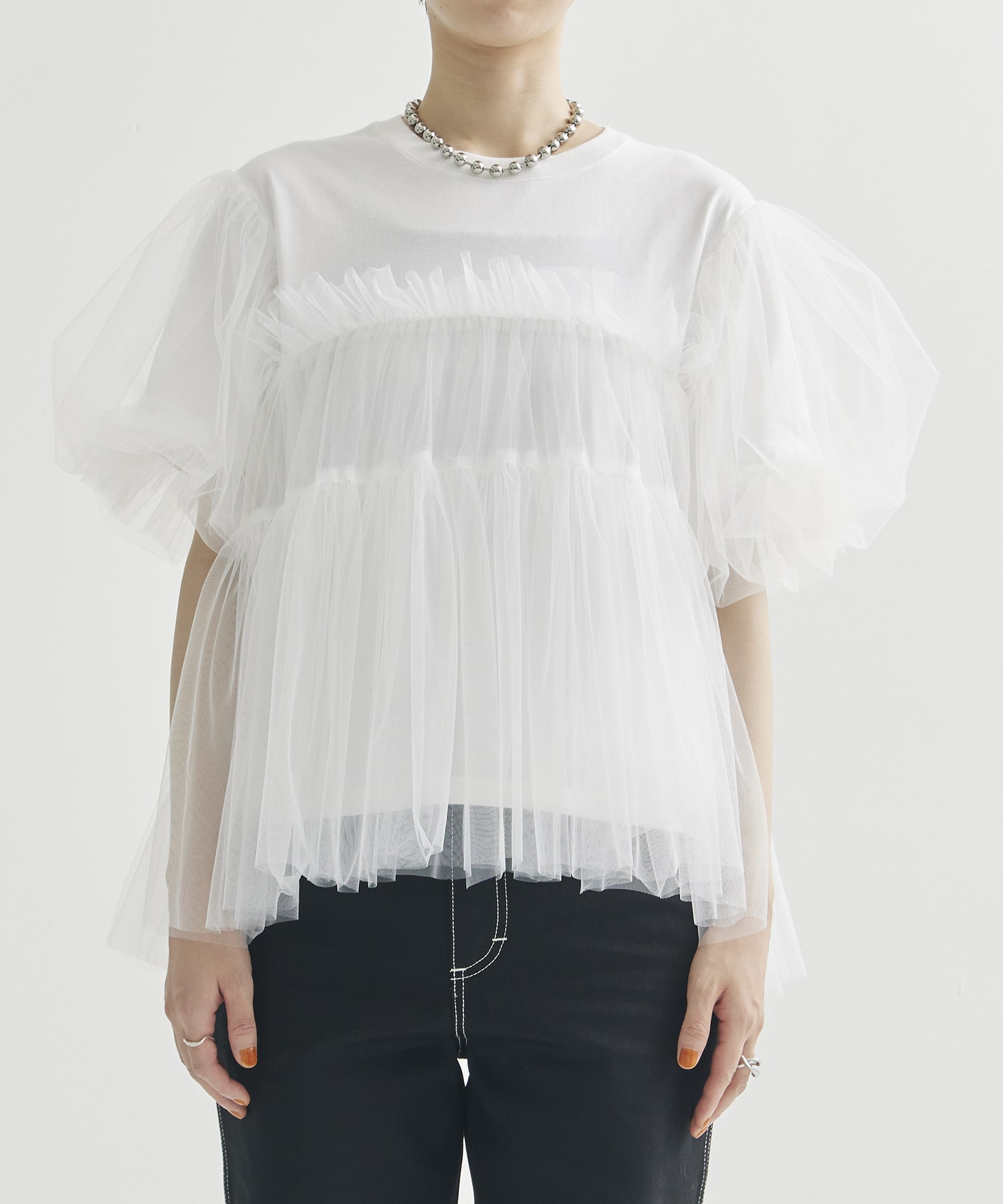 別注 Tulle Layered T-shirt VIVIANO