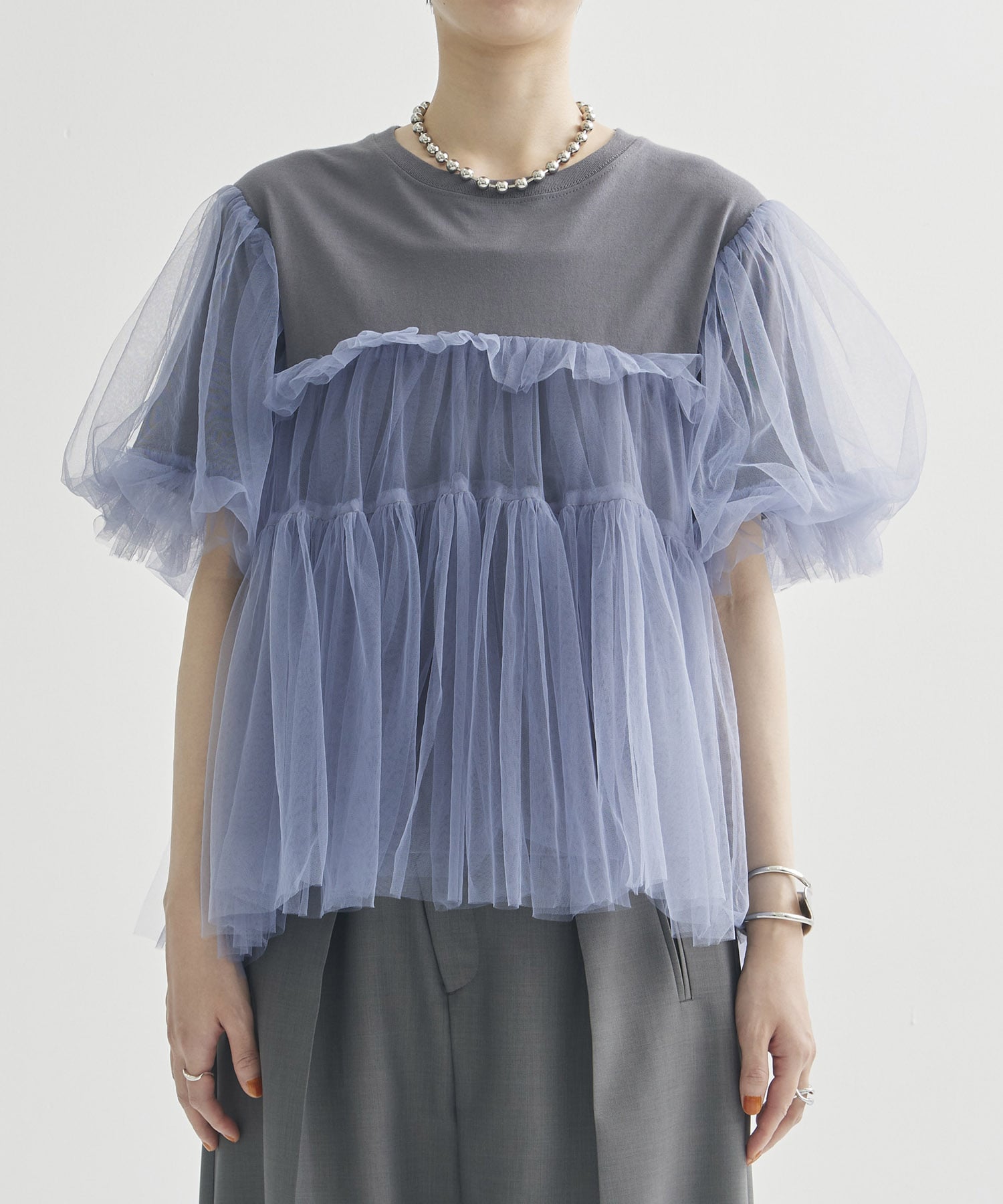 別注 Tulle Layered T-shirt VIVIANO