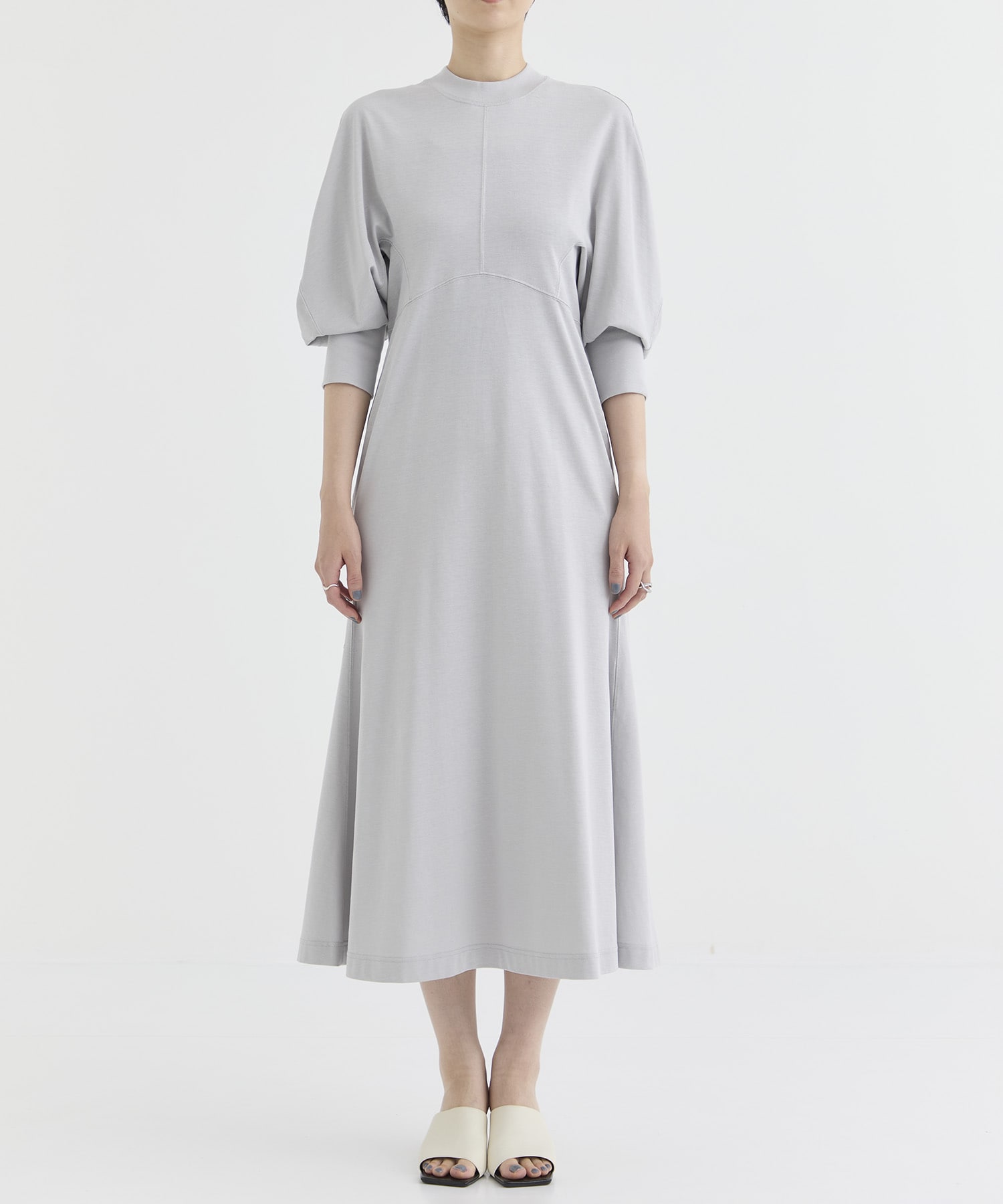 Cotton Jersey Flared Dress Mame Kurogouchi