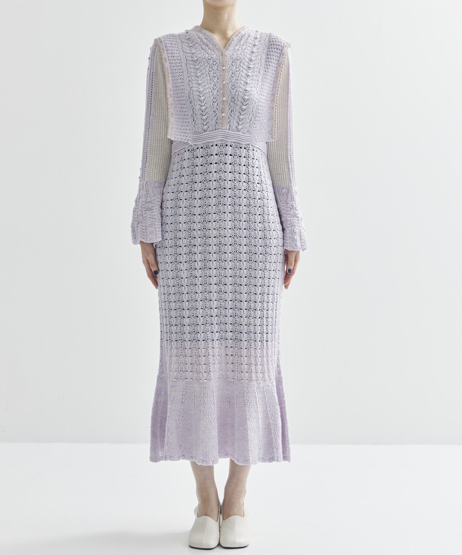 Openwork Pattern Knitted Dress Mame Kurogouchi