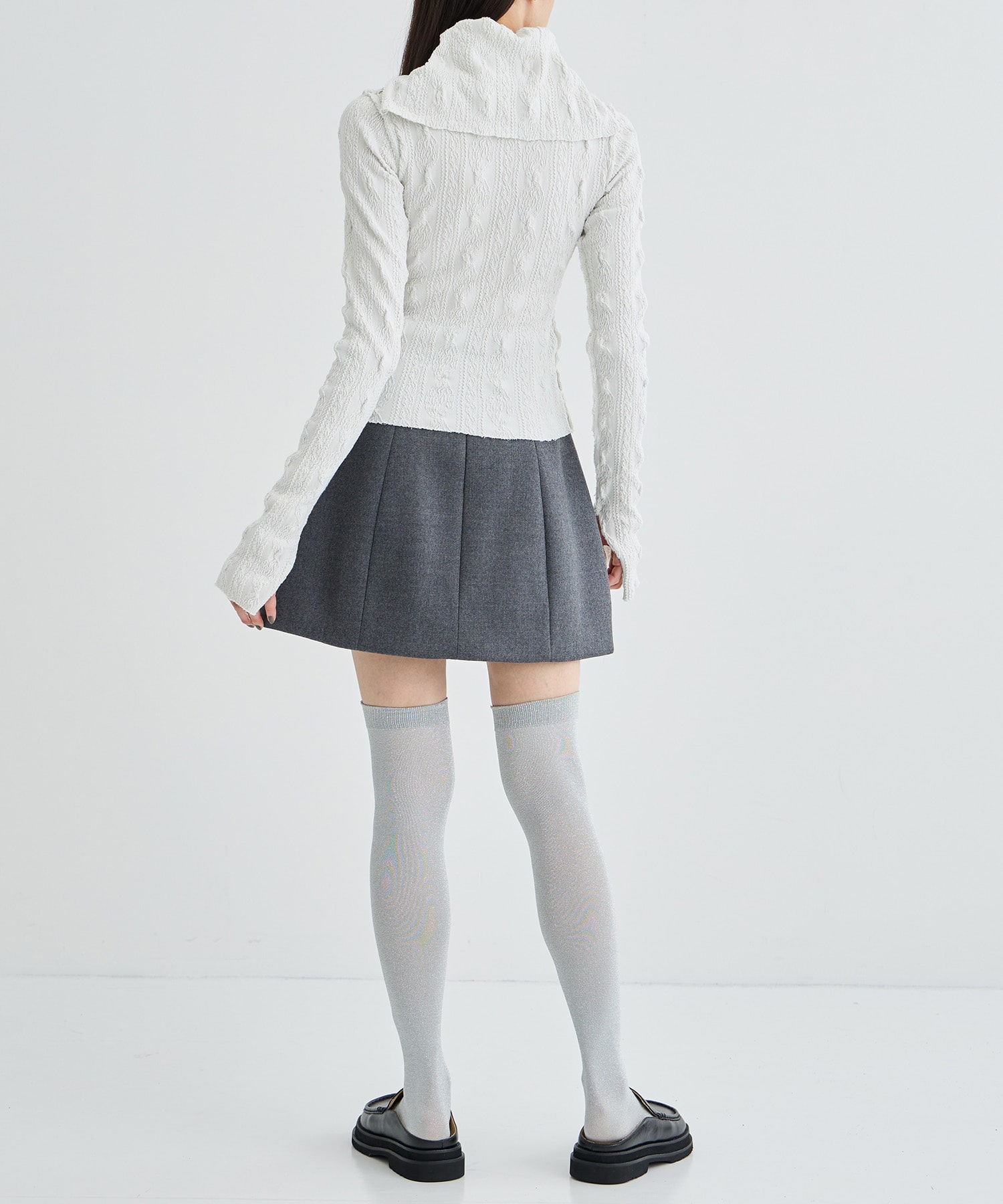 SHRUNK-KNIT LONG-SLEEVE TOP SAILOR HIGH-NECK kotohayokozawa