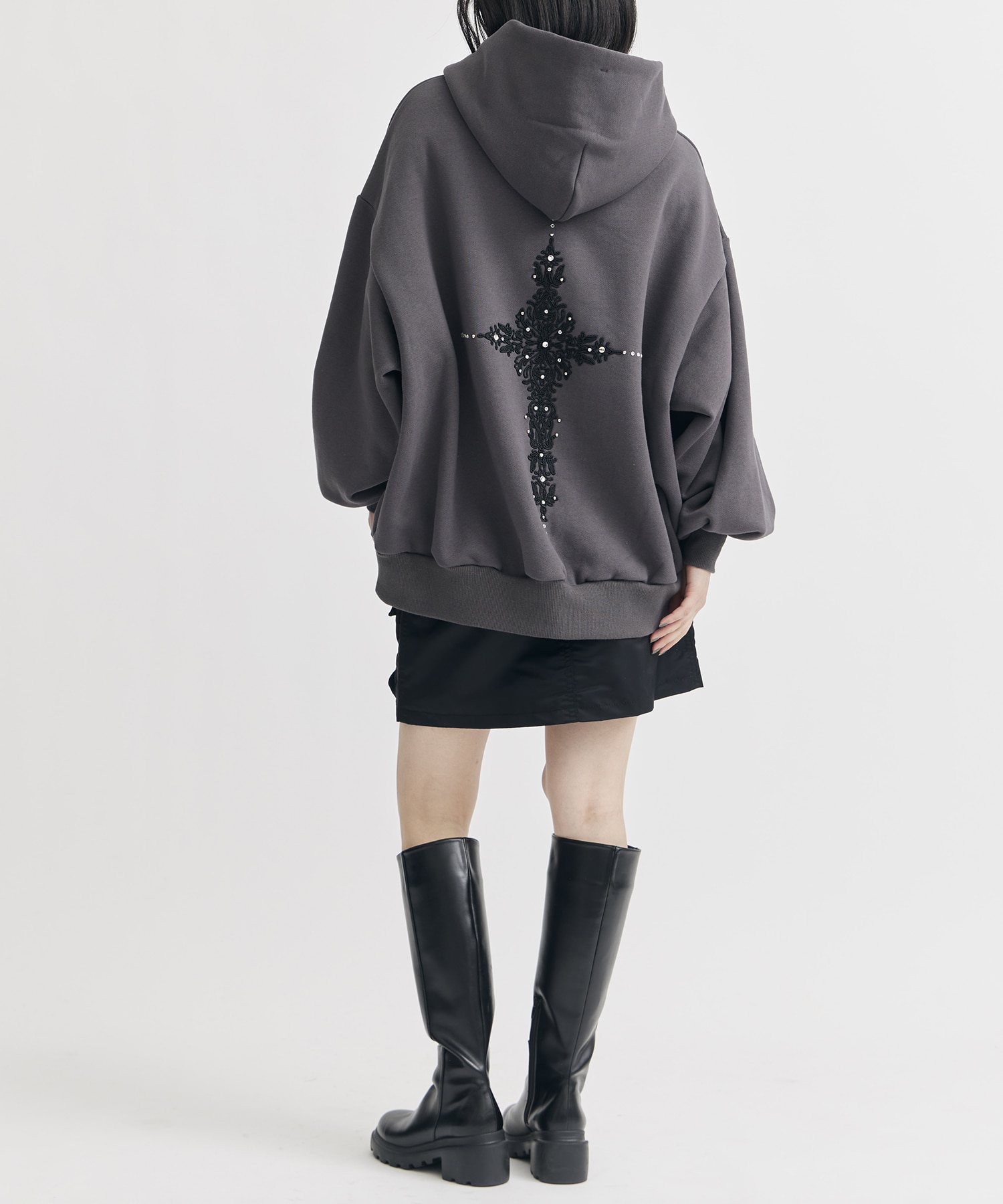 damask cross embroidery hoodie tanakadaisuke