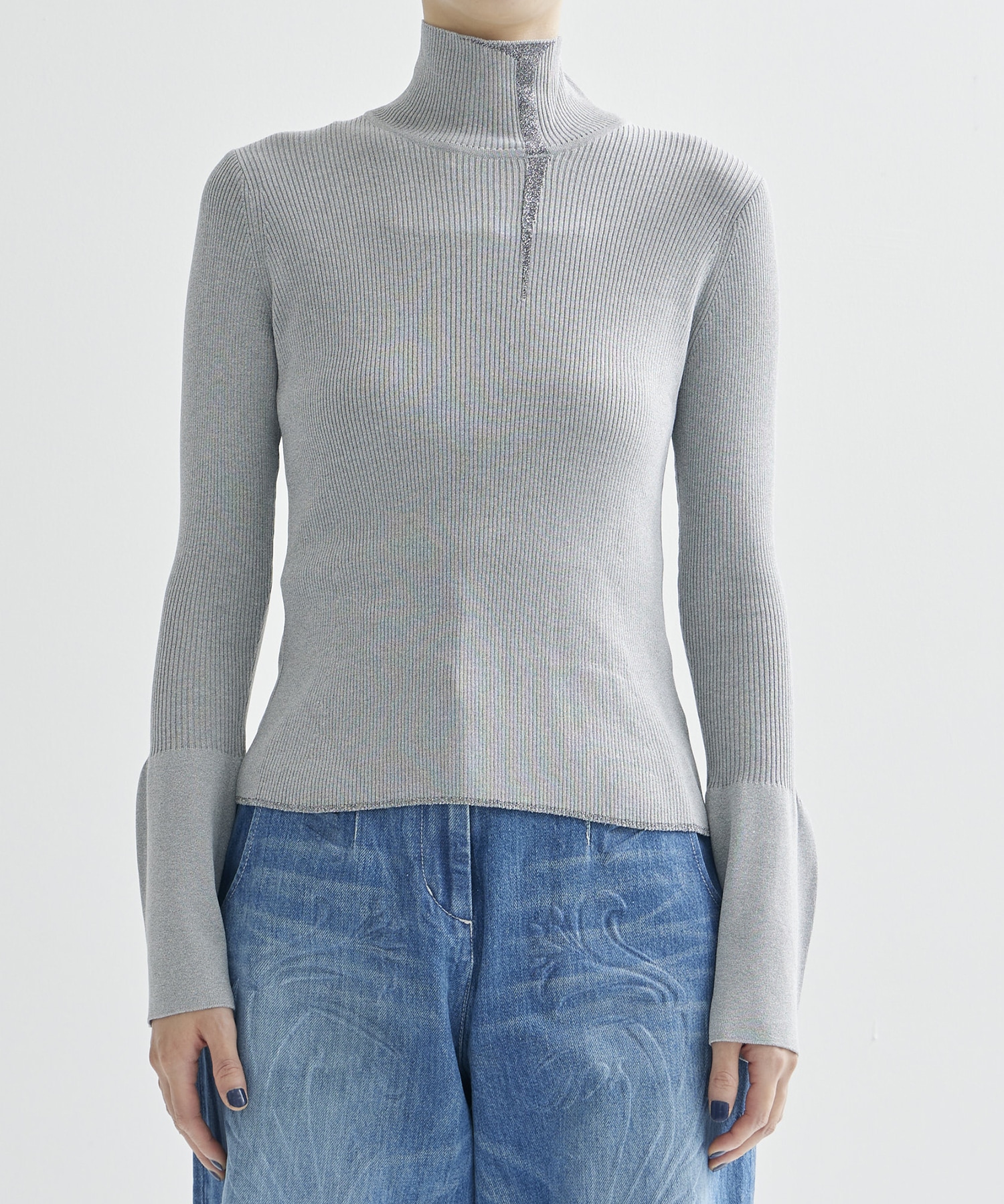 Kintsugi High Neck Knitted Top Mame Kurogouchi