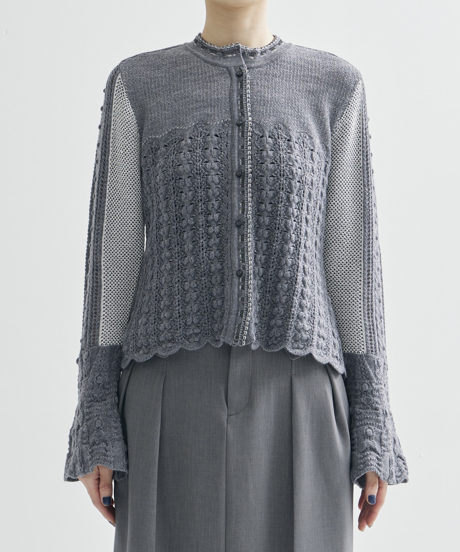 Openwork Pattern Knitted Cardigan Mame Kurogouchi