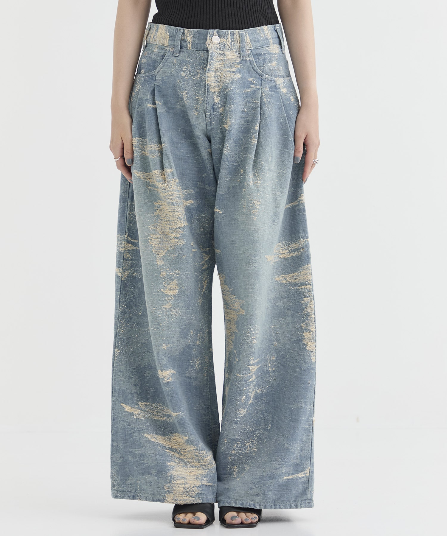 DENIM WIDE PANTS TAAKK