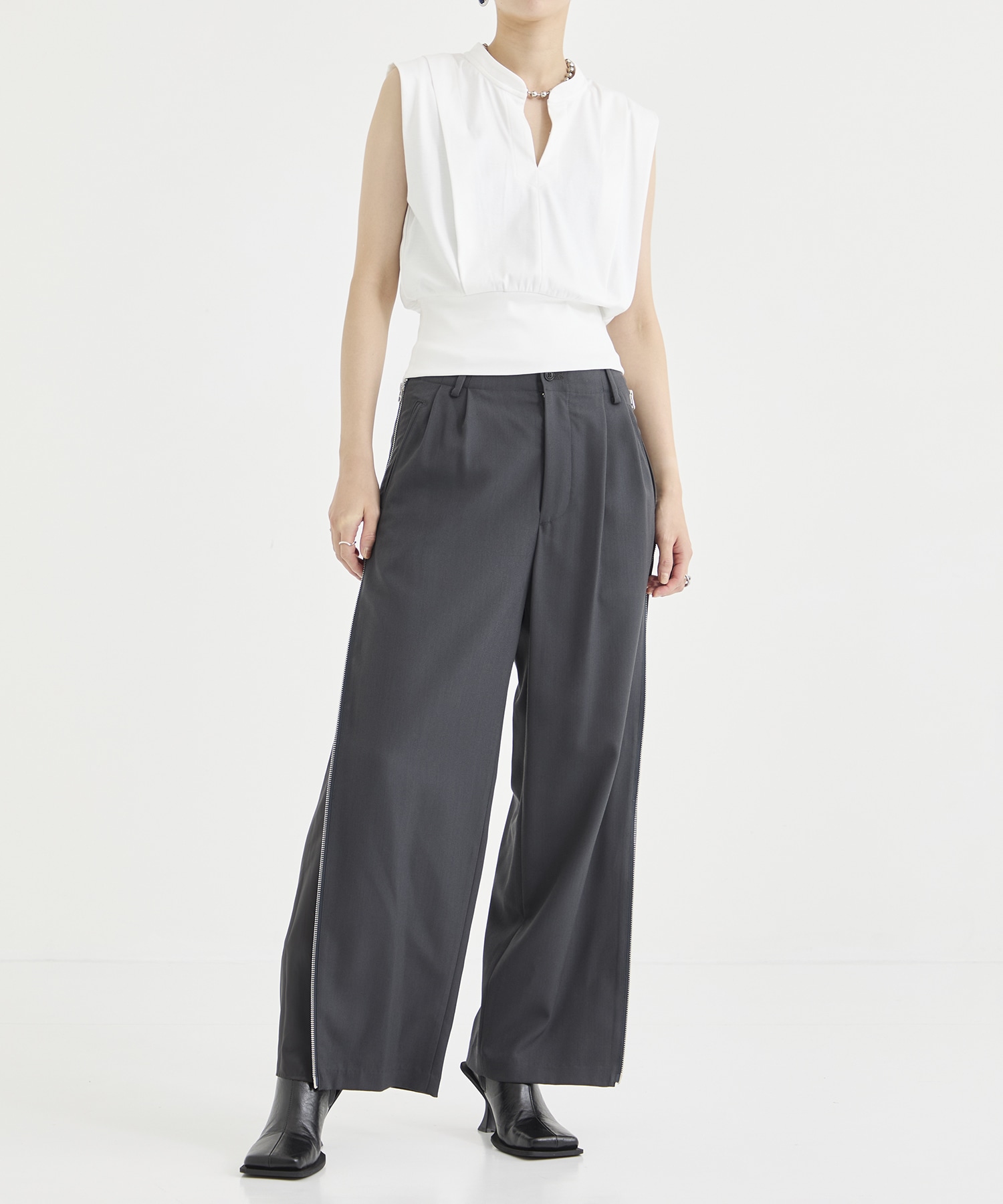 Dobby cloth side zip pants 08sircus