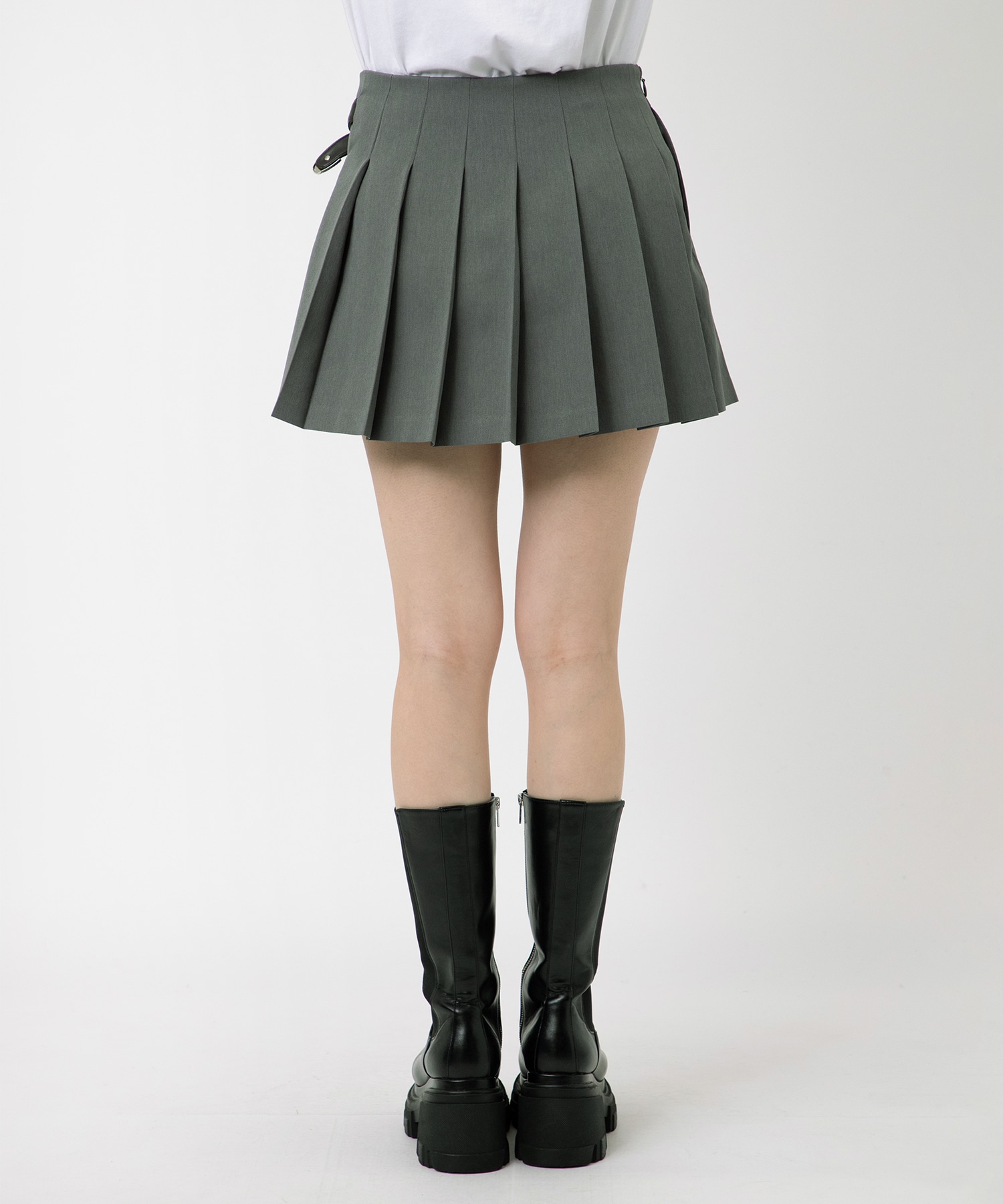 silver buckle pleats skirt tanakadaisuke