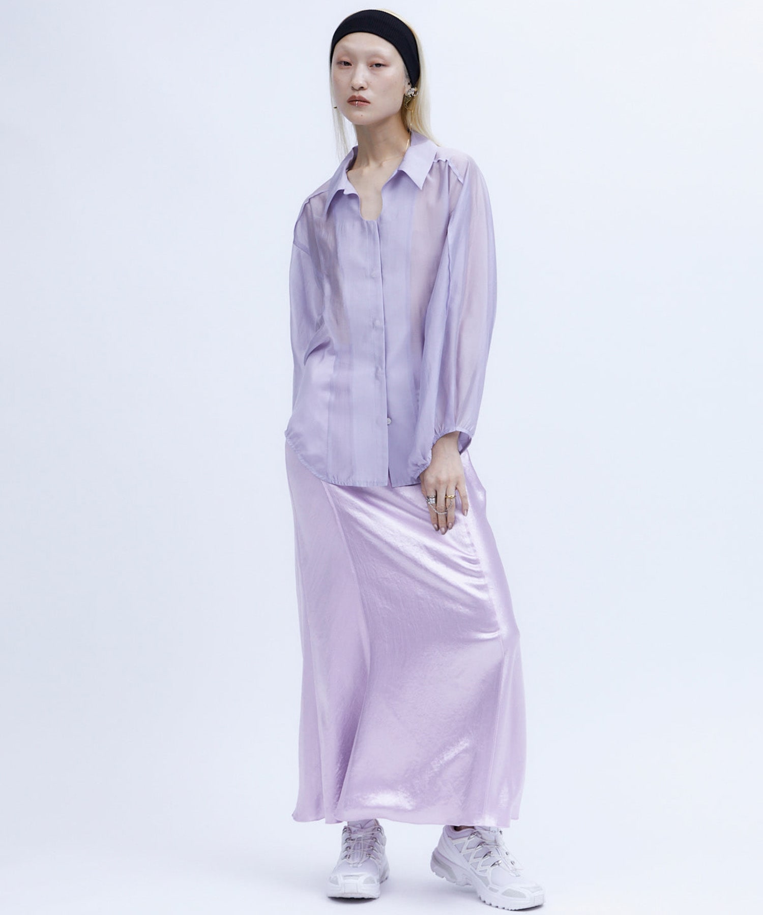 BACK SLIT ACETATE SATIN MAXI SKIRT THINGS THAT MATTER