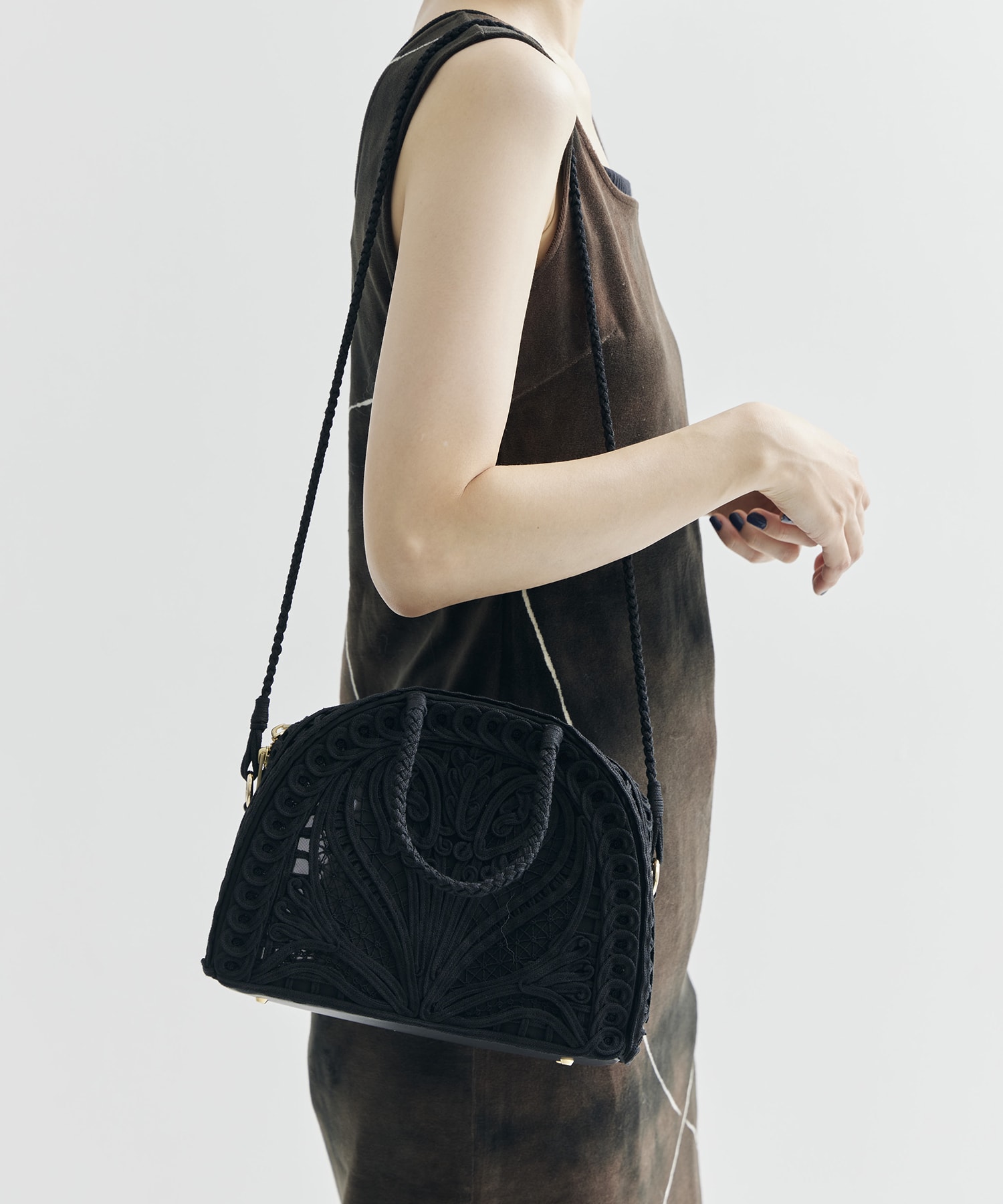 Cording Embroidery Demi Lune Handbag Mame Kurogouchi