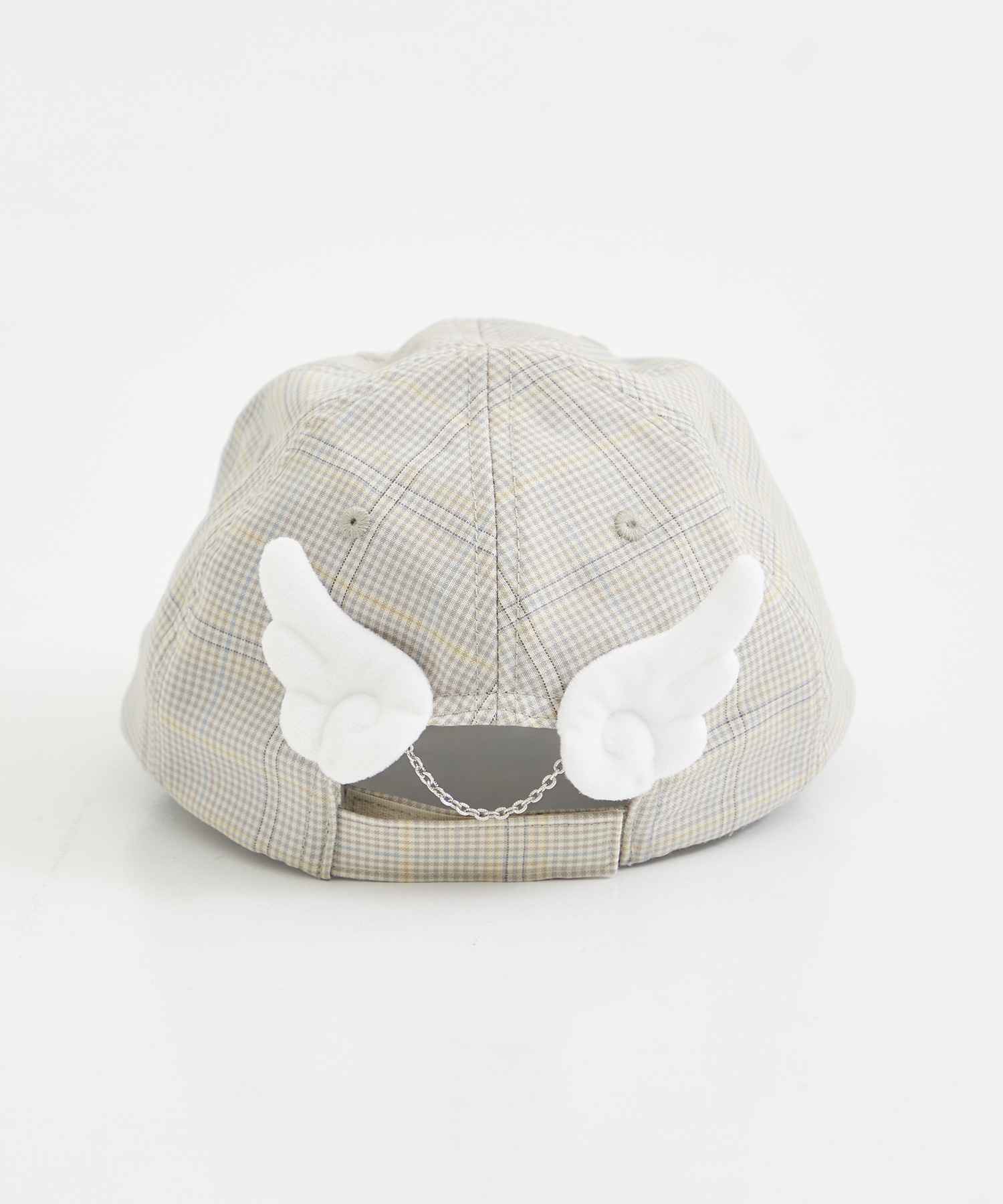 Cartoon angel wing check cap tanakadaisuke