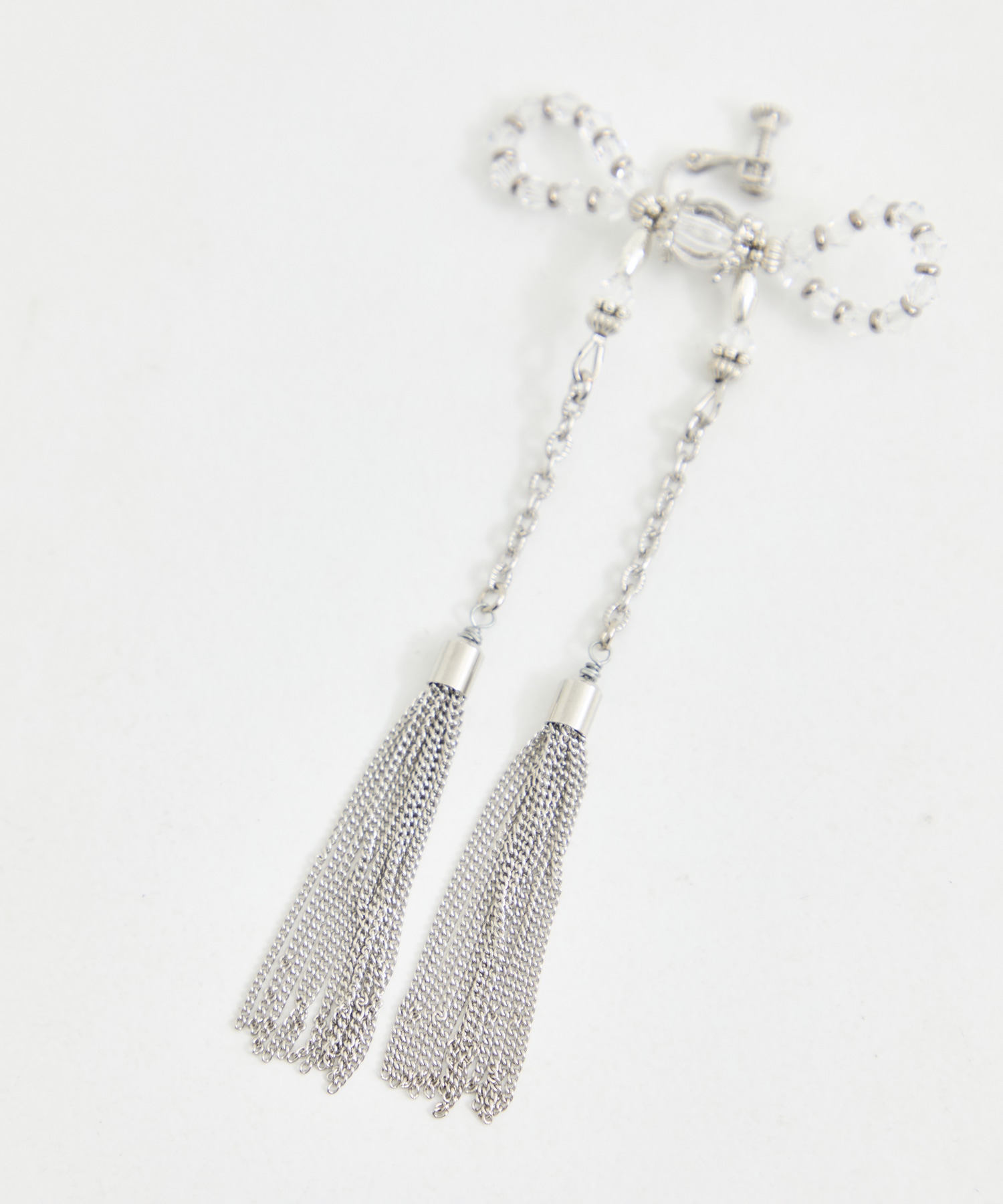 crystal ribbon chain earrings tanakadaisuke