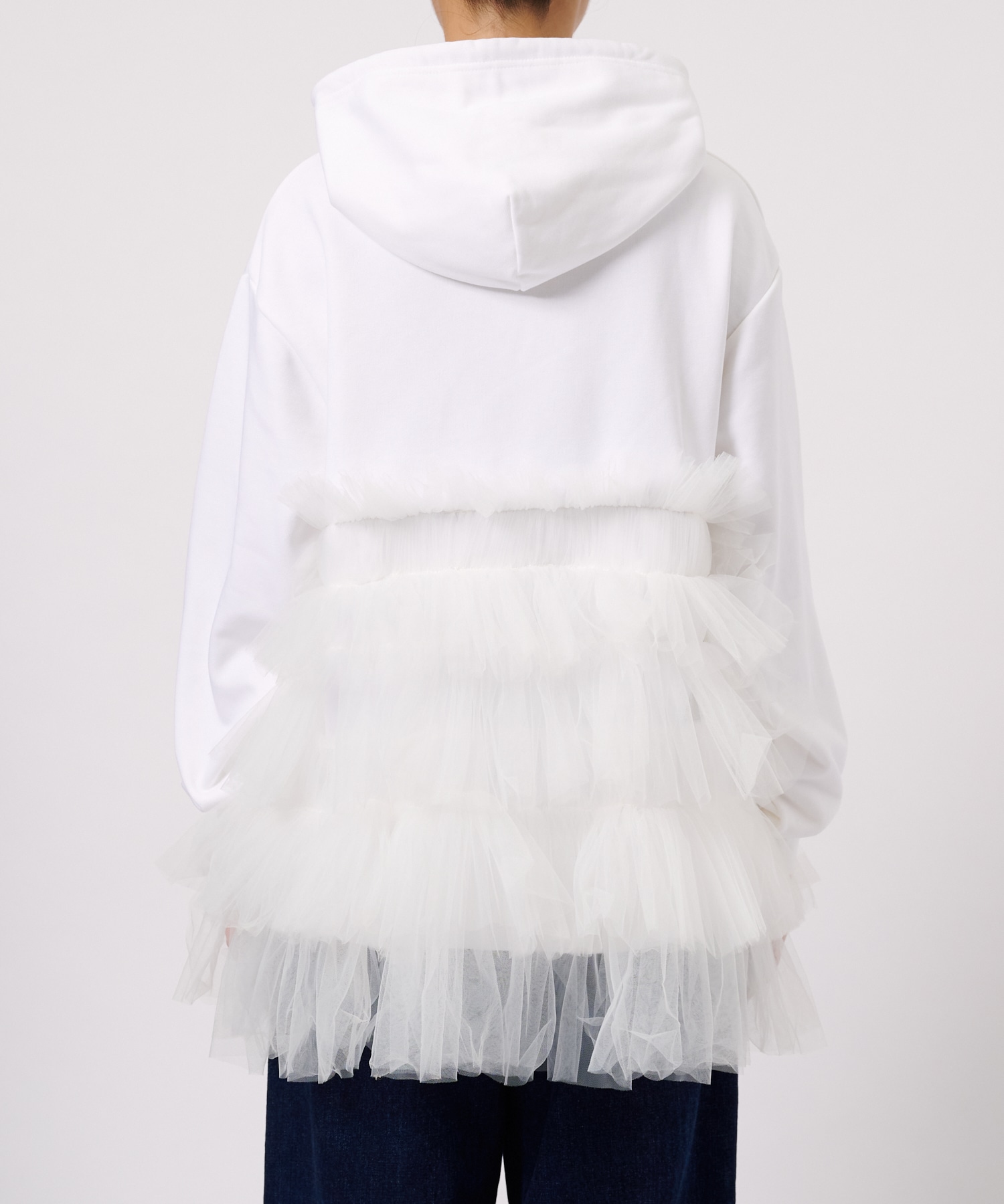 Gathered Tulle Hoodie VIVIANO