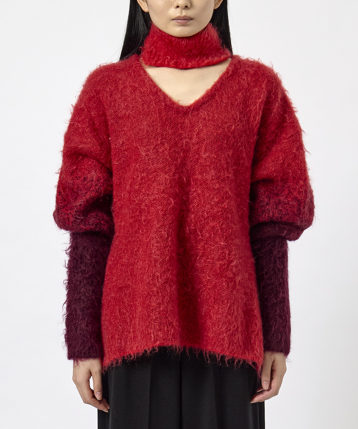 MOHAIR OPEN HIGHNECK KNIT MUKASA