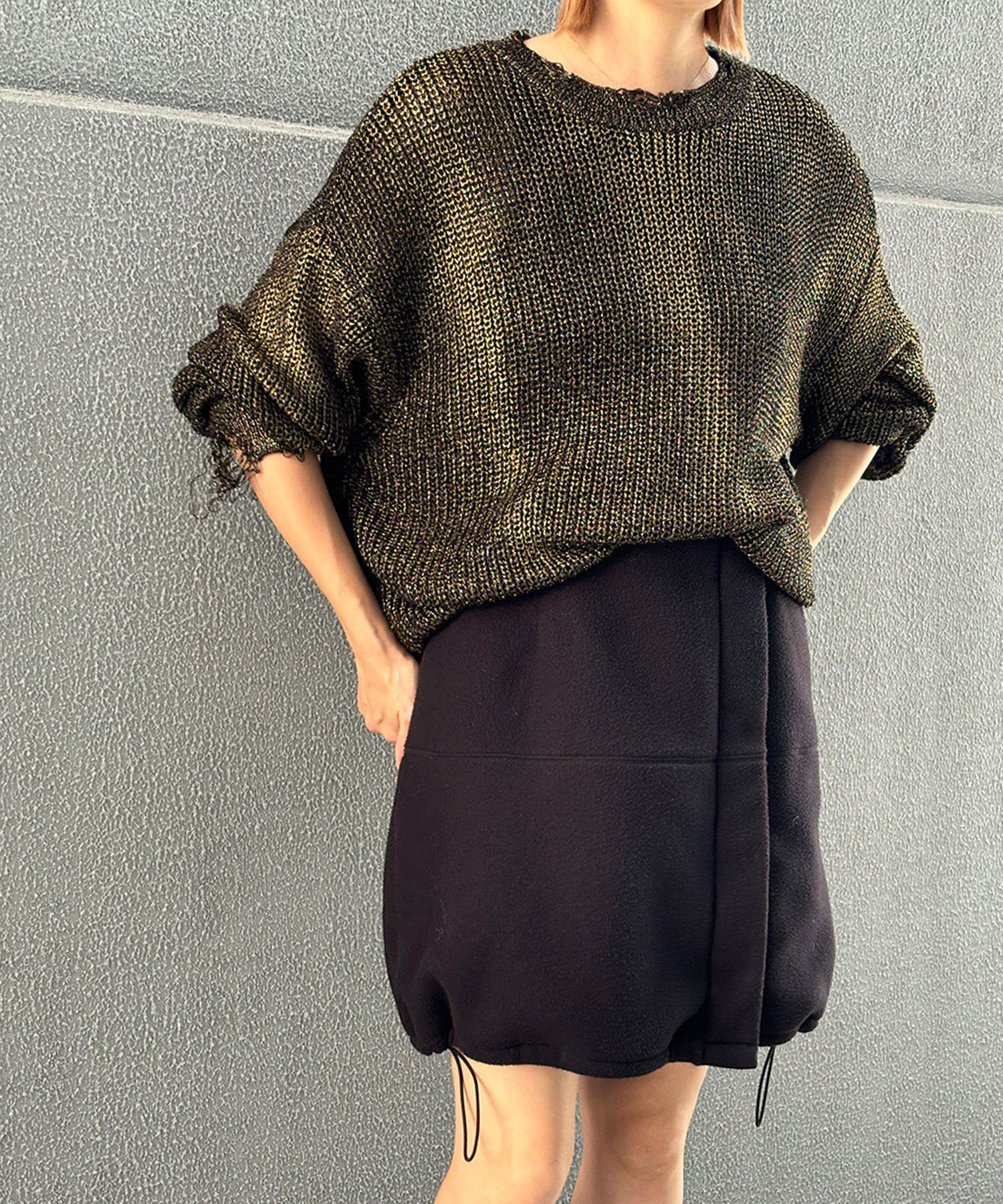 SHINY FOIL GRUNGE KNIT NOUNLESS