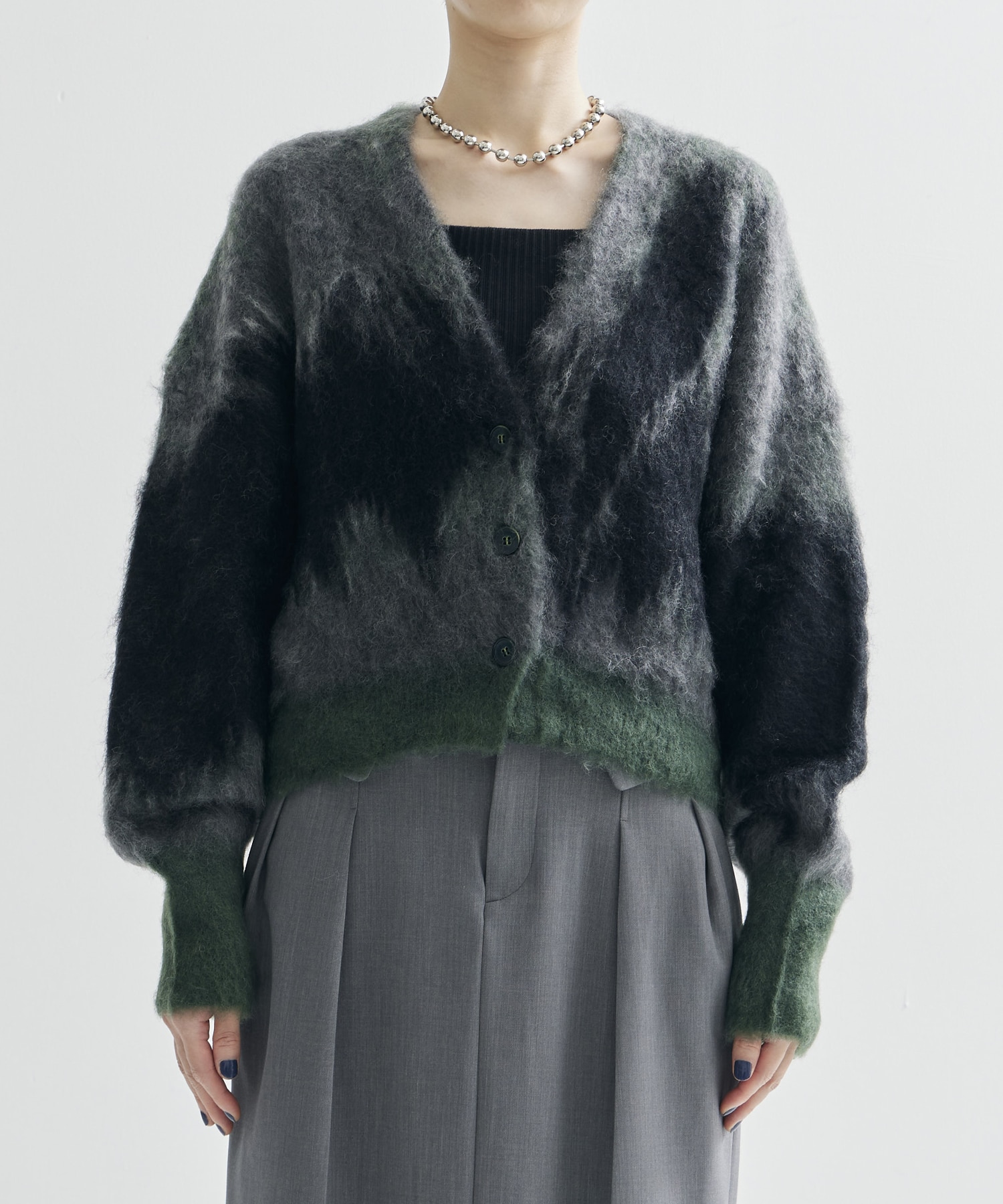 Drip Glaze Pattern Mohair Knitted Cardigan Mame Kurogouchi