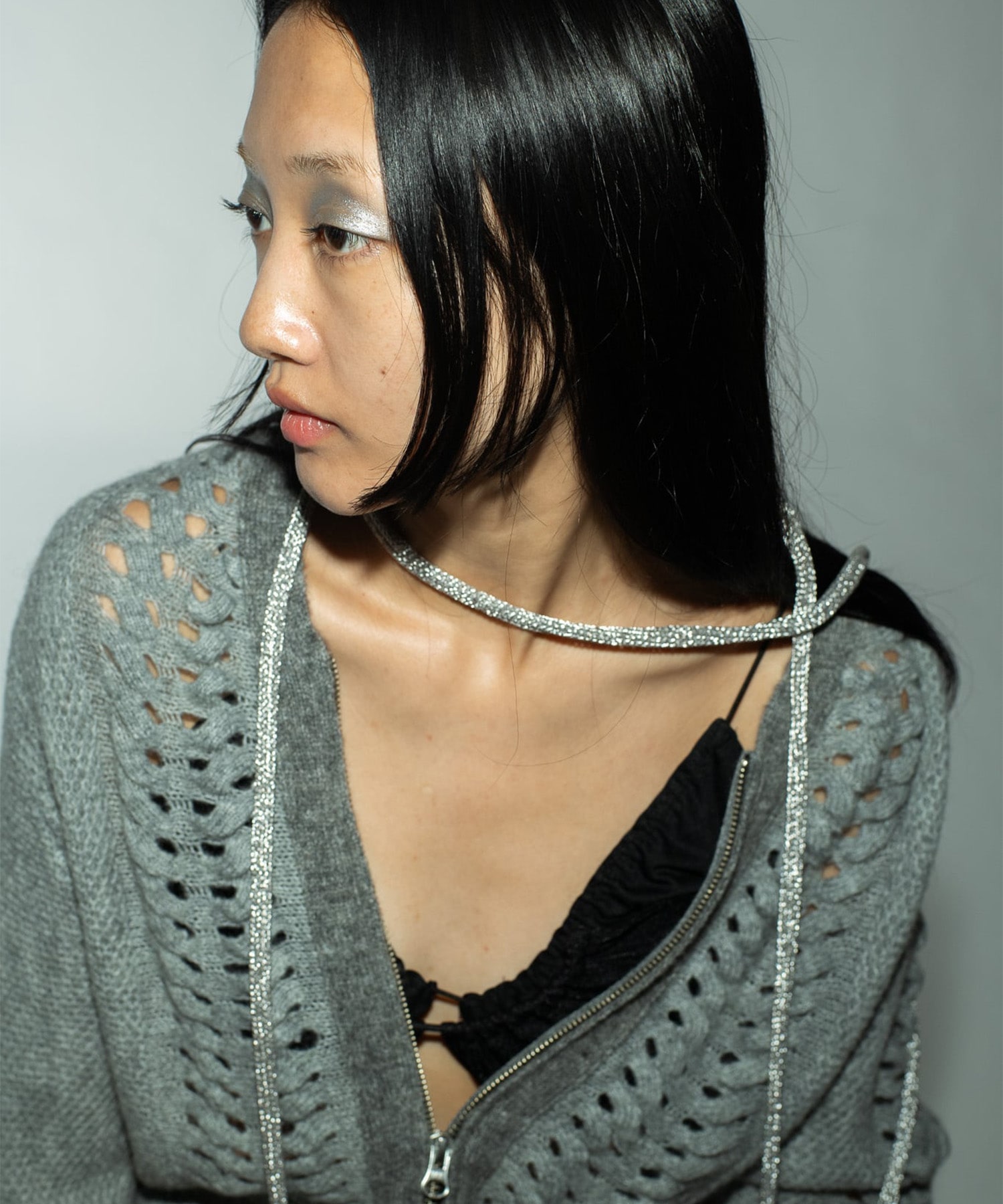 ウールモヘアZIP Knit Cardigan PEIEN