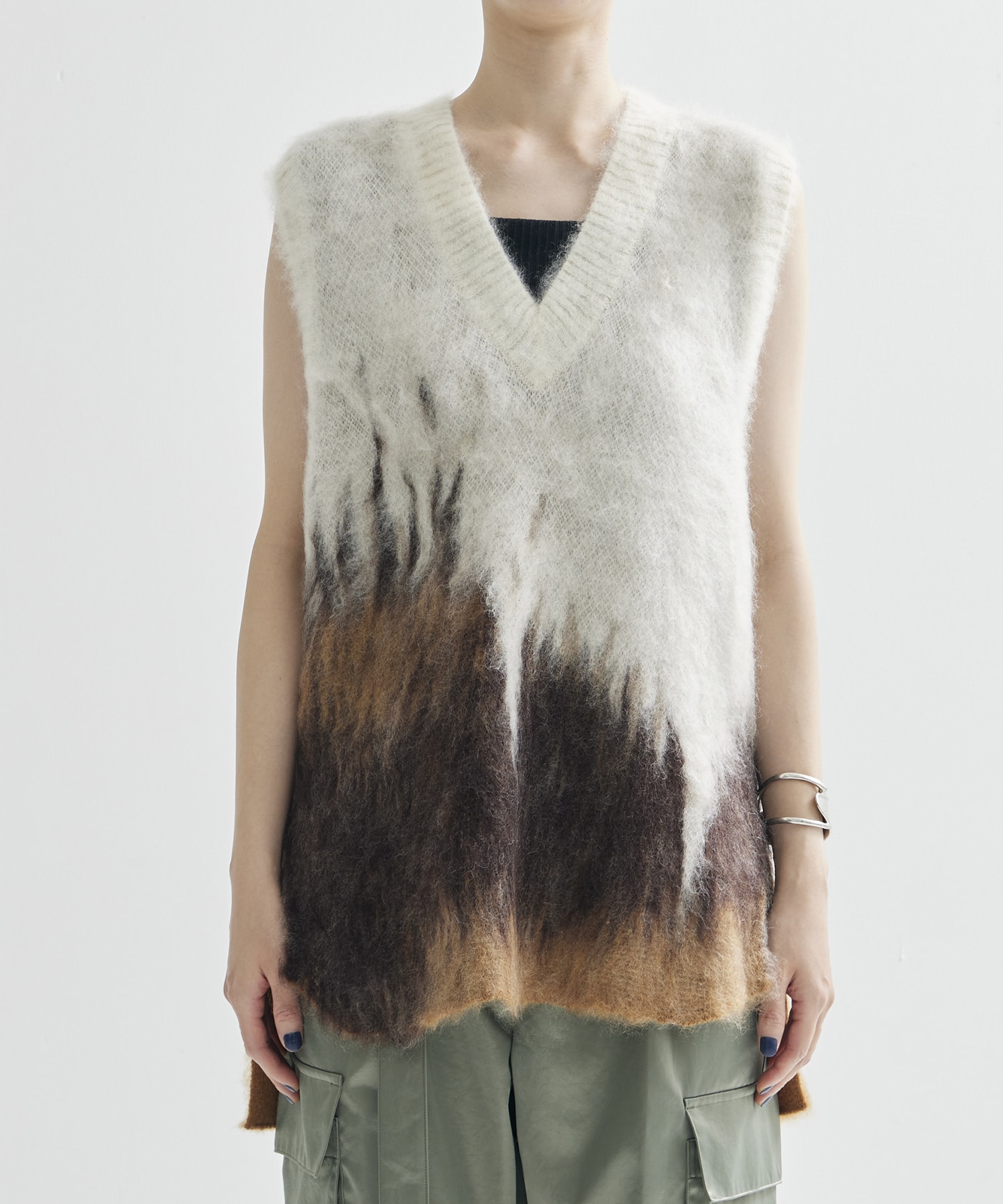 Drip Glaze Pattern Mohair Knitted Vest Mame Kurogouchi