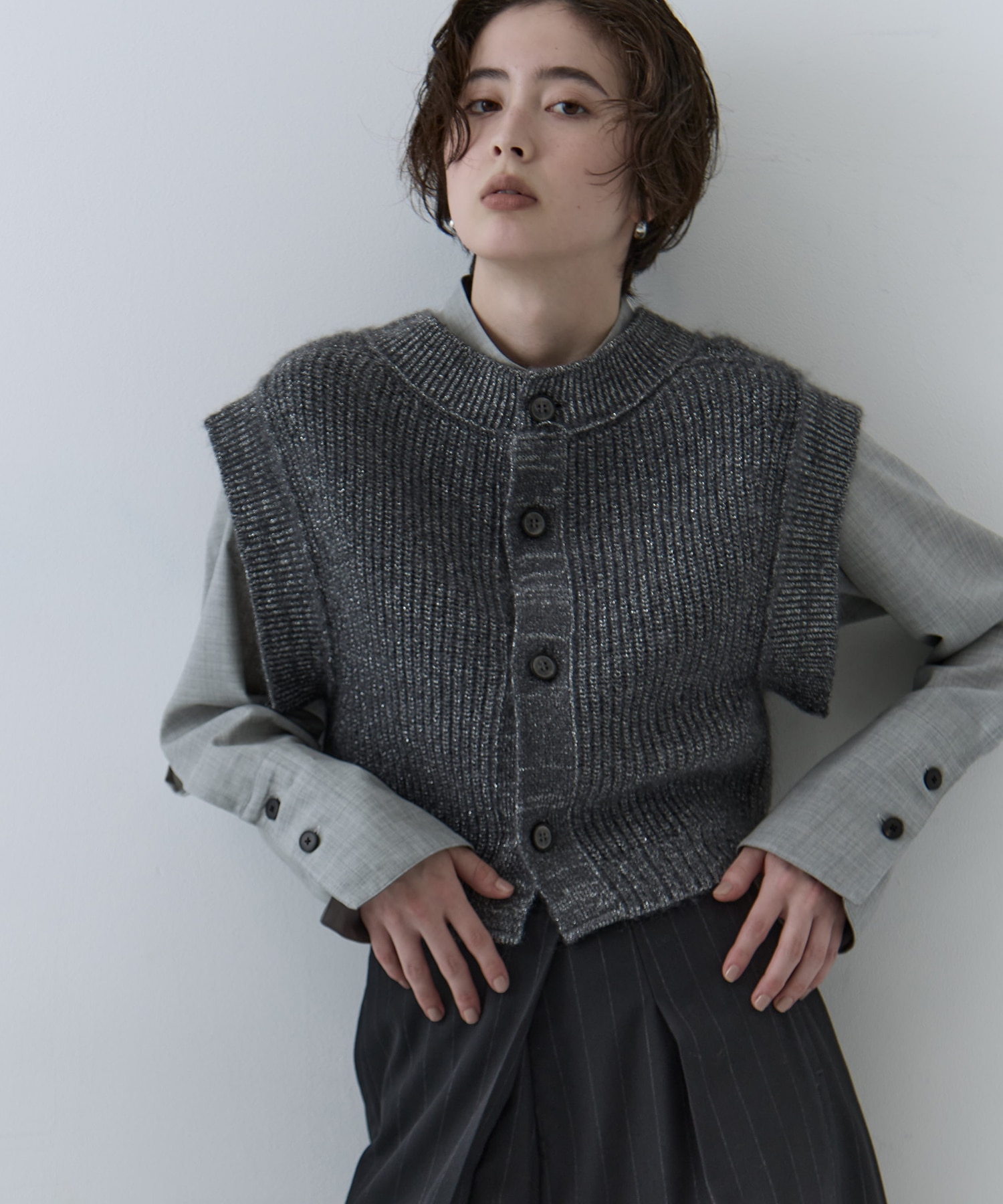 Mohair Lame Knit Vest STUDIOUS