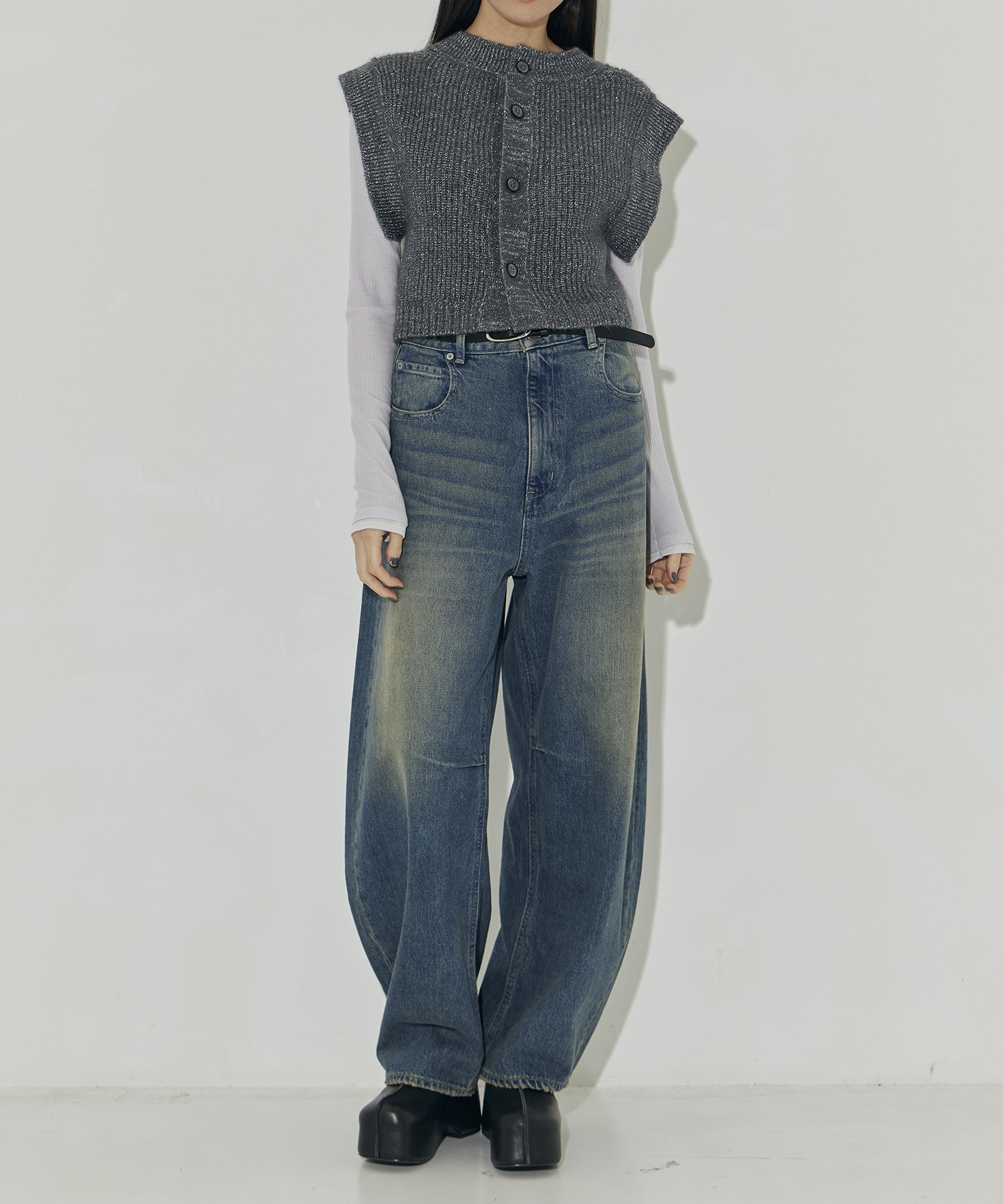 Mohair Lame Knit Vest STUDIOUS