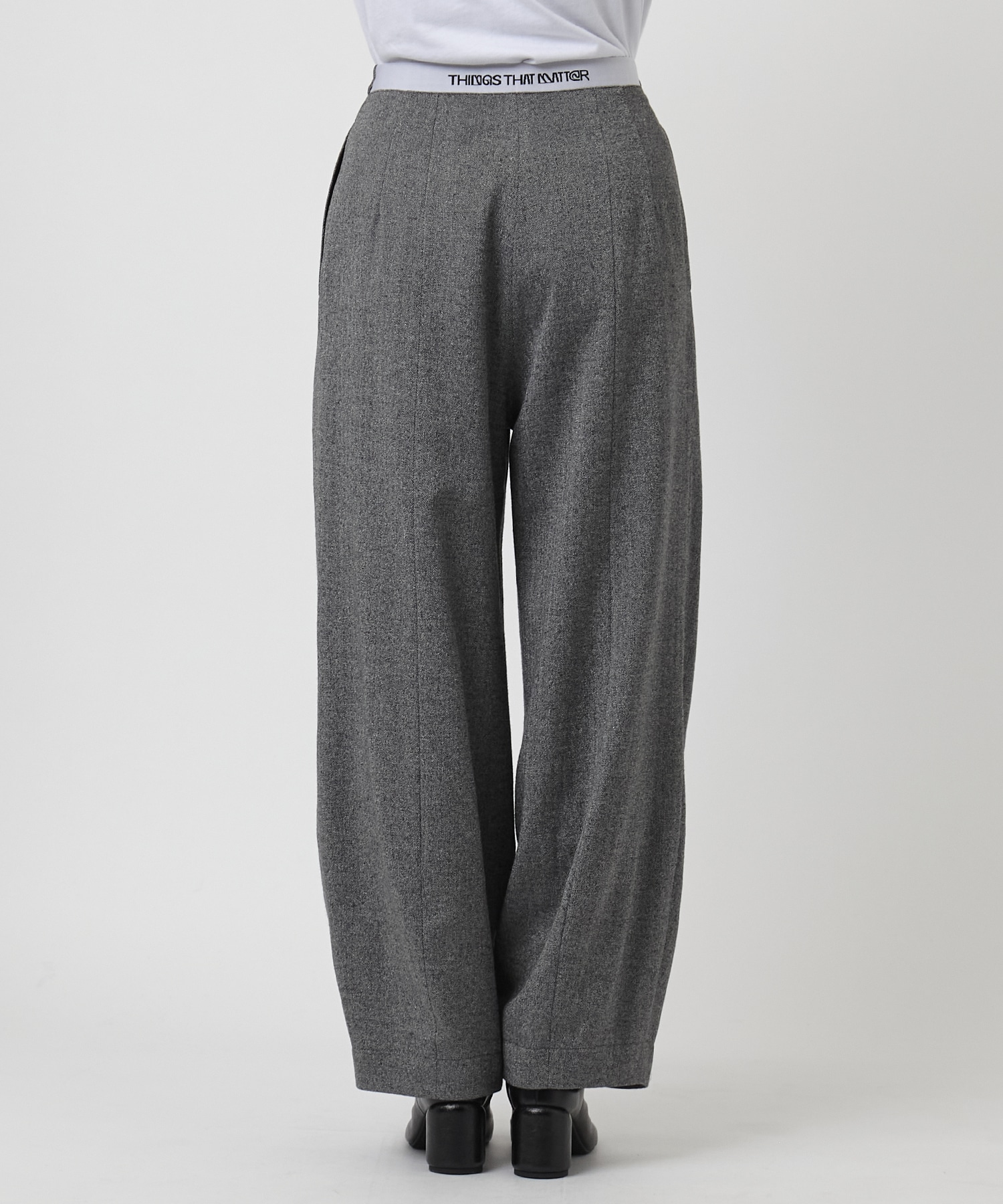 WOOL MIX HERRINGBONE COCOON PANTS THINGS THAT MATTER