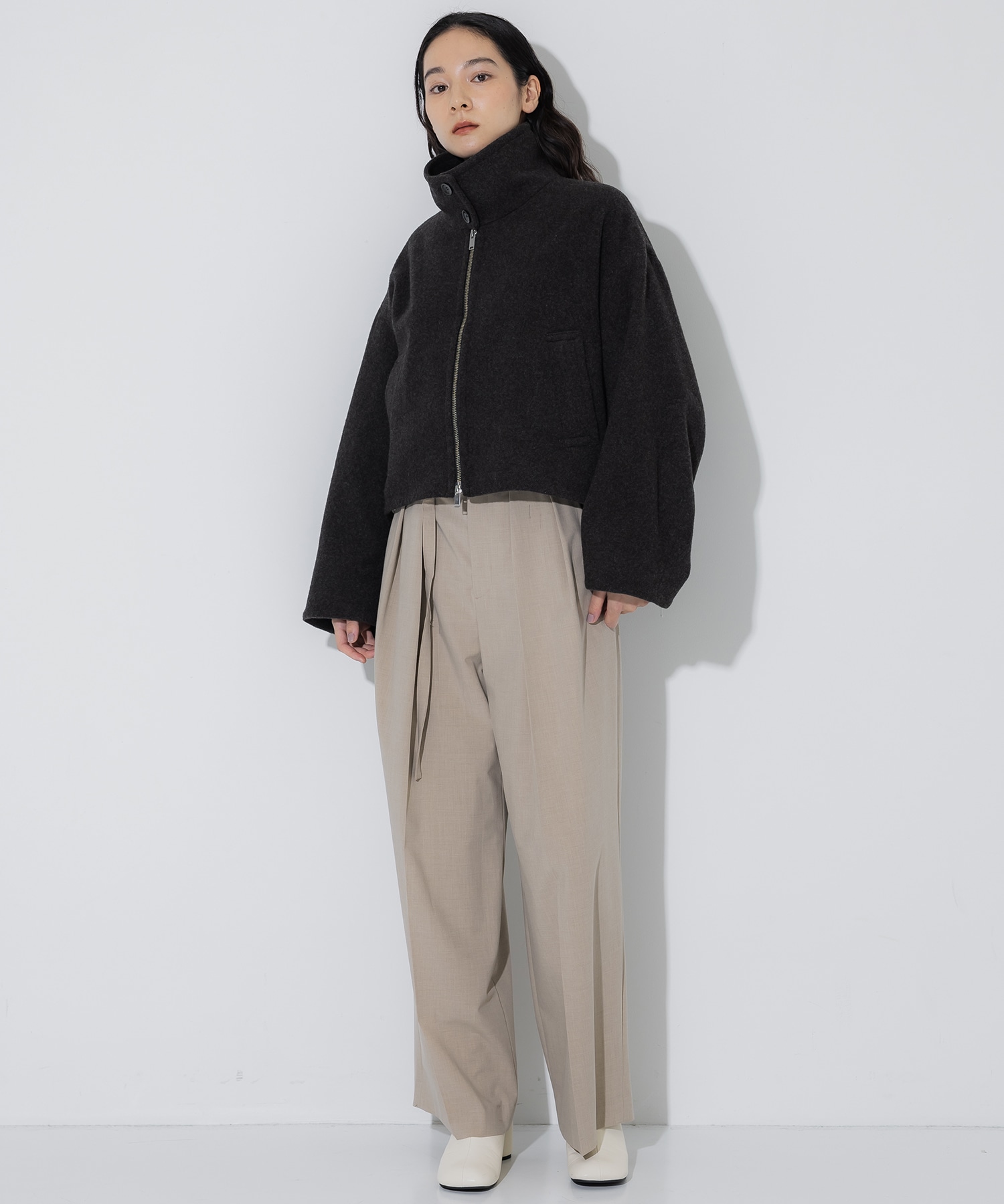 Stand Collar Wool Blouson STUDIOUS