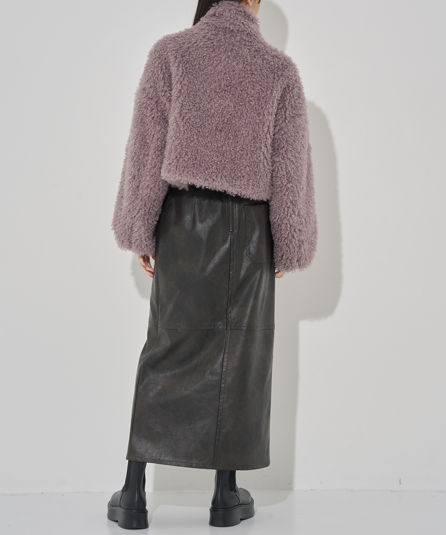 CRIMPED FUR CROPPED BLOUSON THINGS THAT MATTER