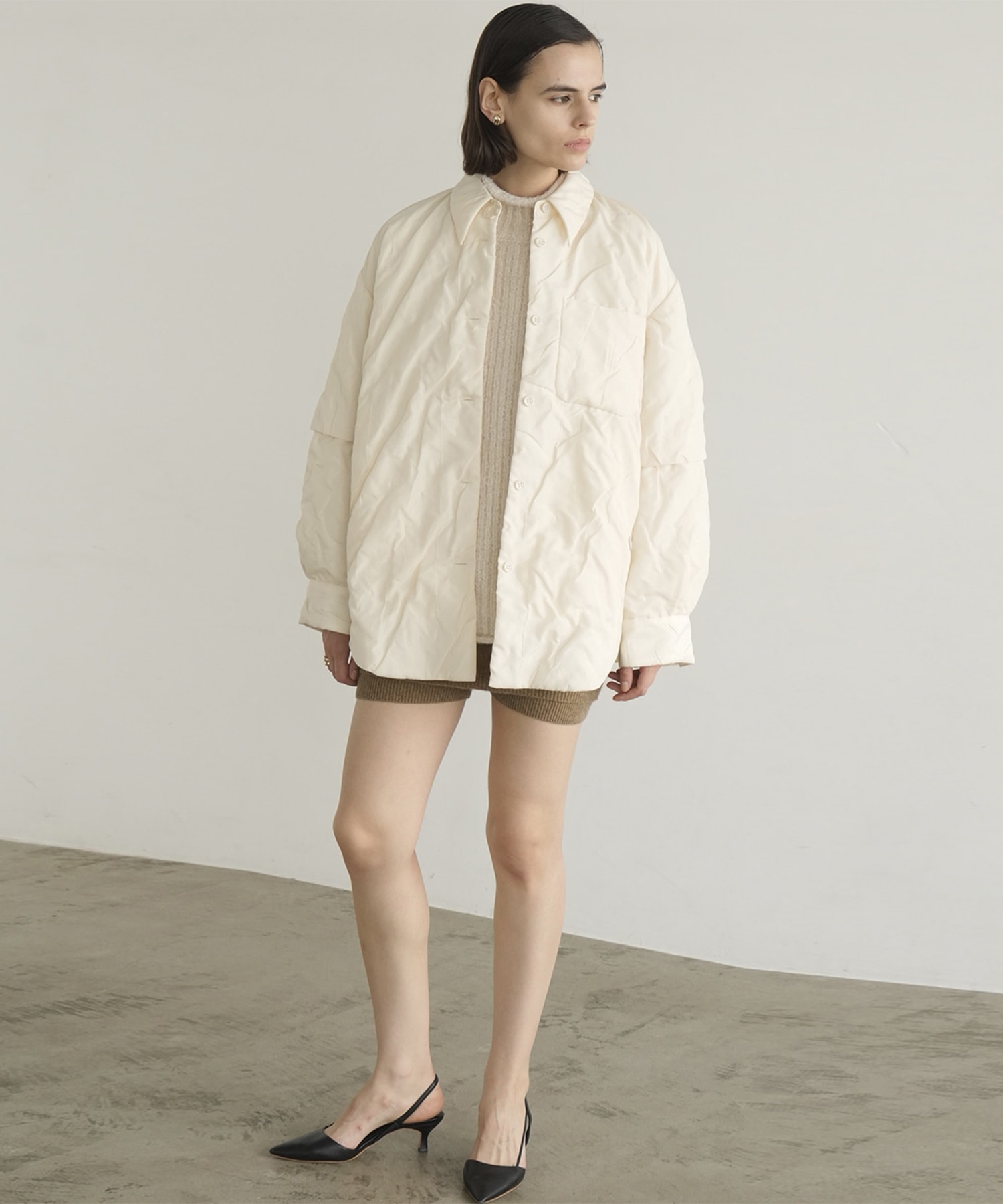 PADDED CRUMPLY SHIRT JACKET CLANE