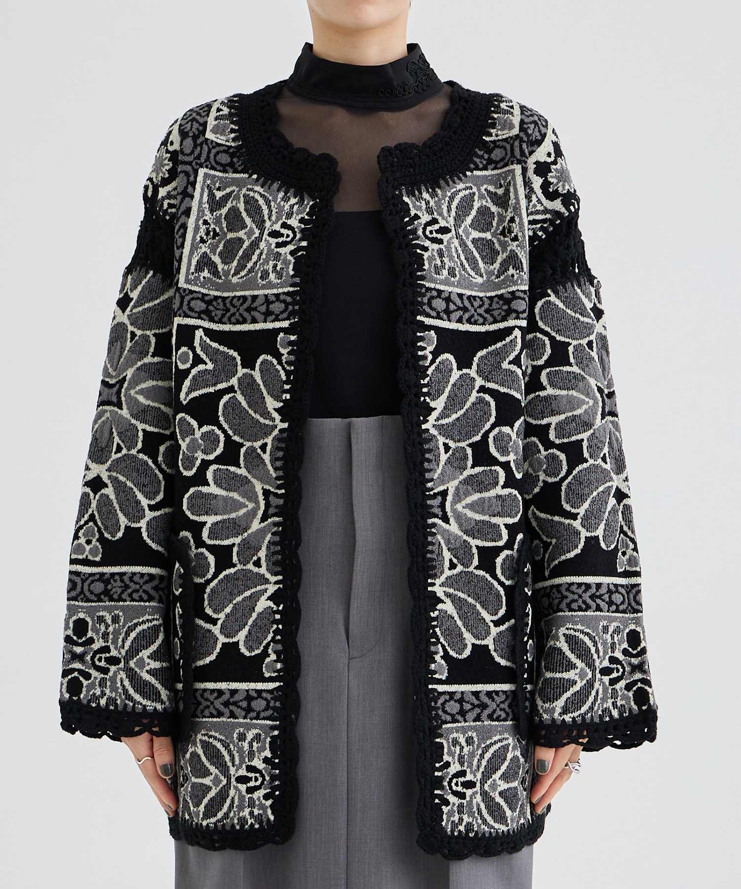 RUG PATTERN KNIT JACKET AMERI