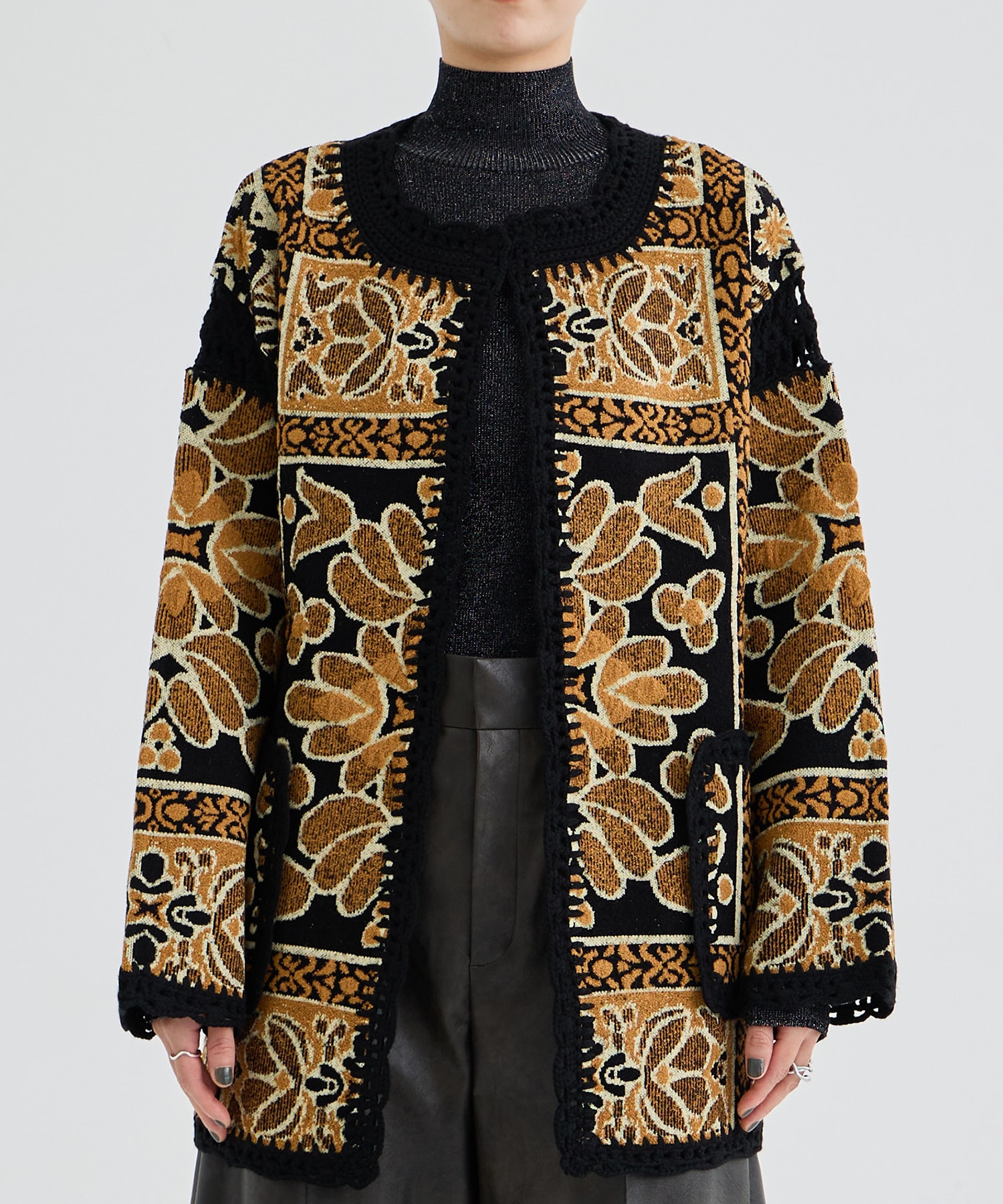 RUG PATTERN KNIT JACKET AMERI