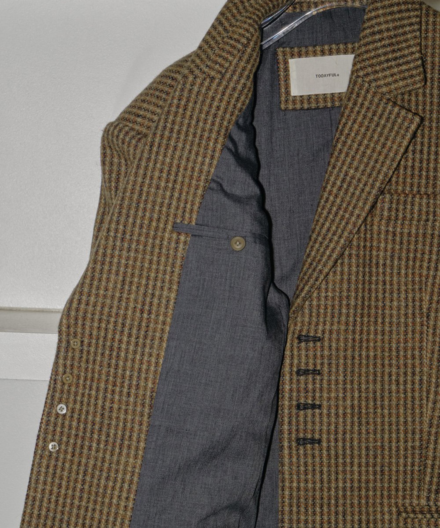 Wool100% Check Jacket TODAYFUL