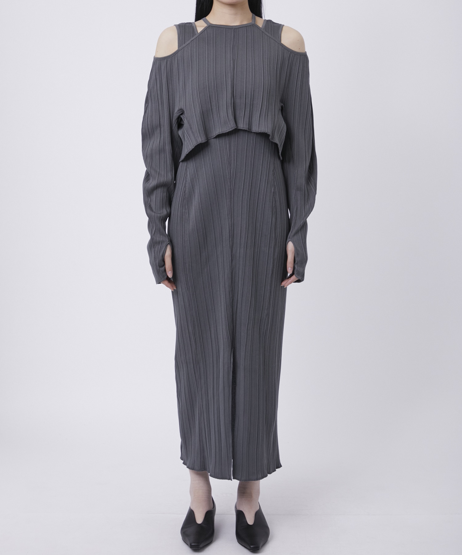Random Ribbed Organic Cotton 2way Dress Mame Kurogouchi