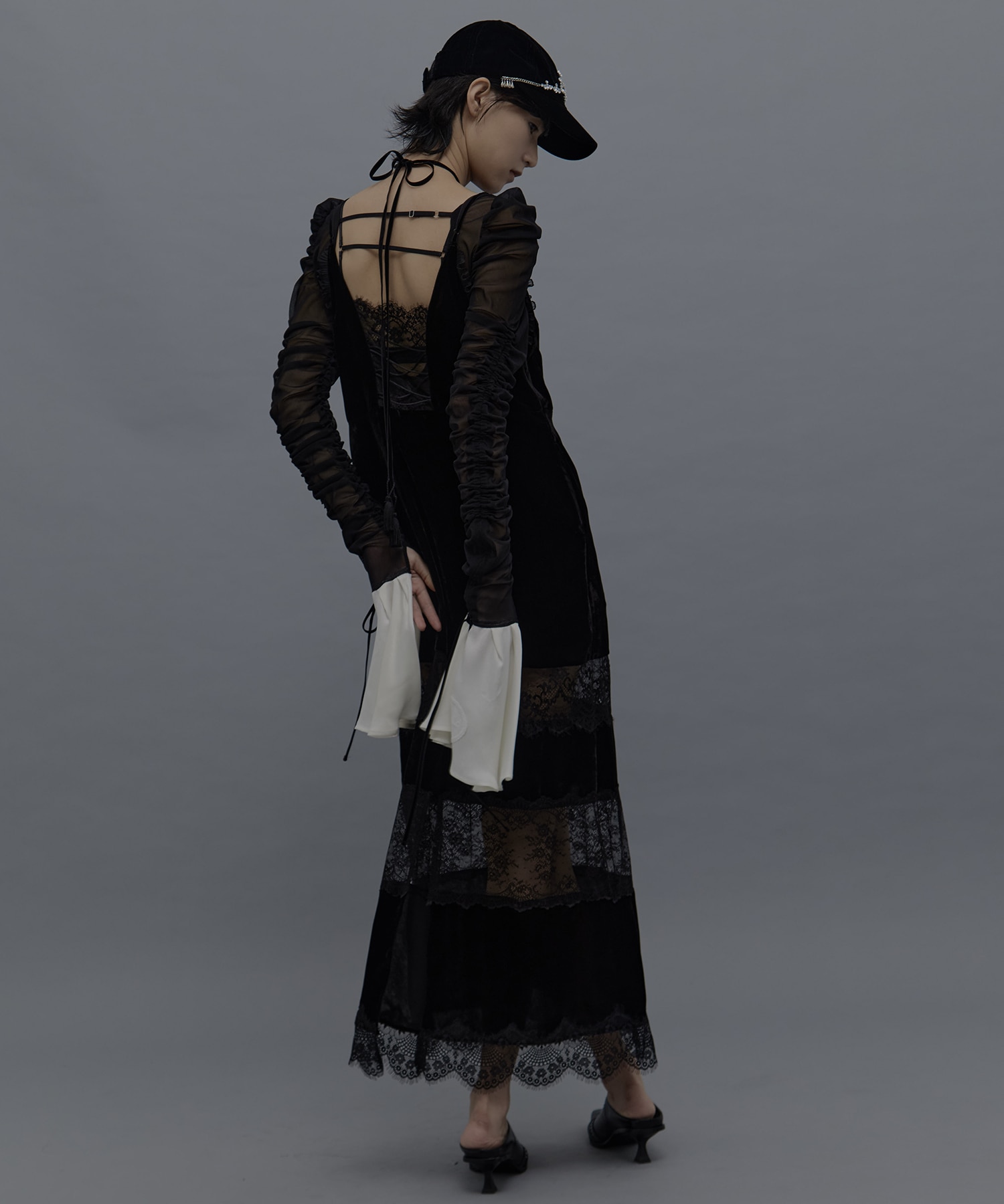 別注black lace velour camisole dress tanakadaisuke