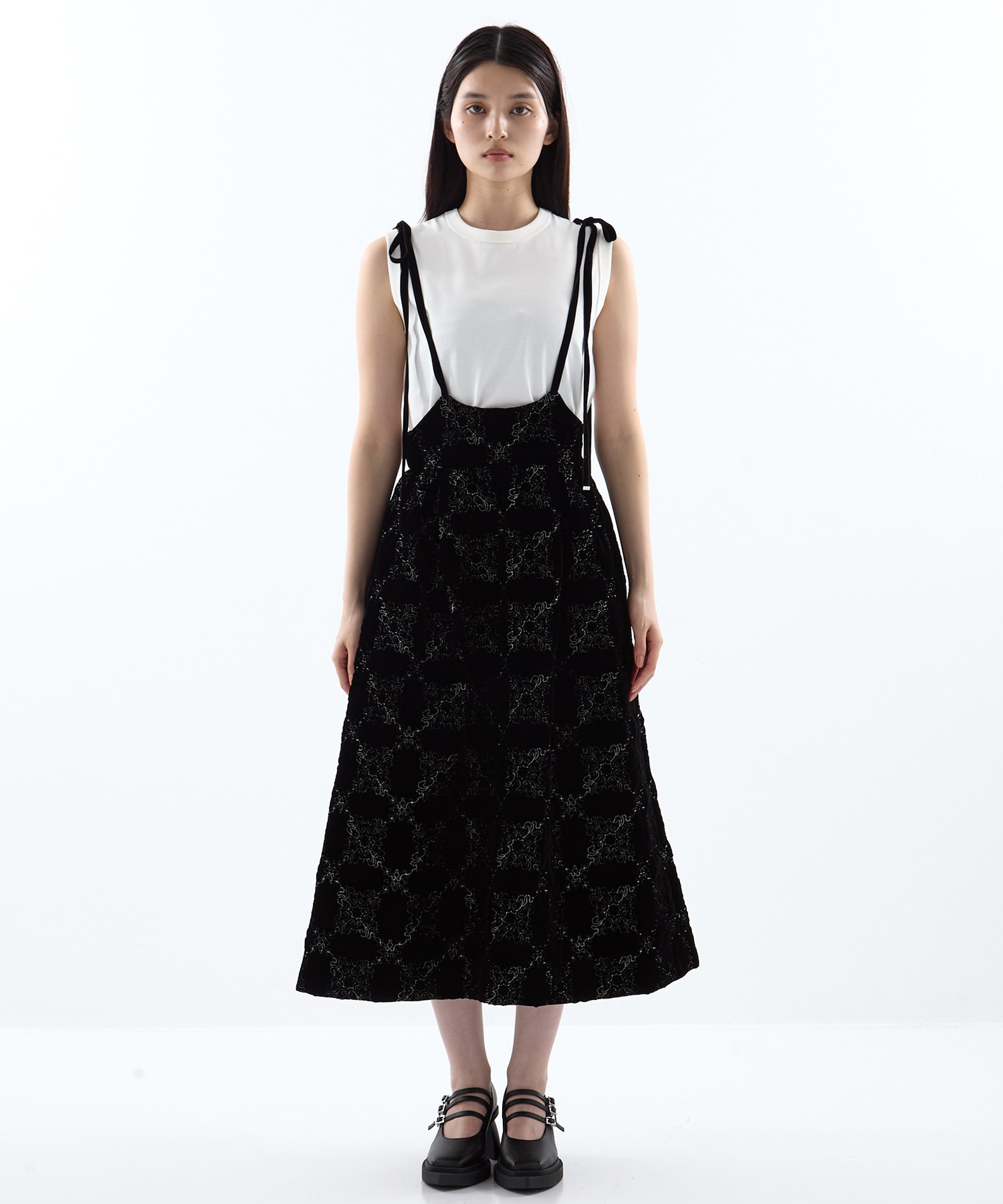 palace tiles quilted overalls skirt tanakadaisuke