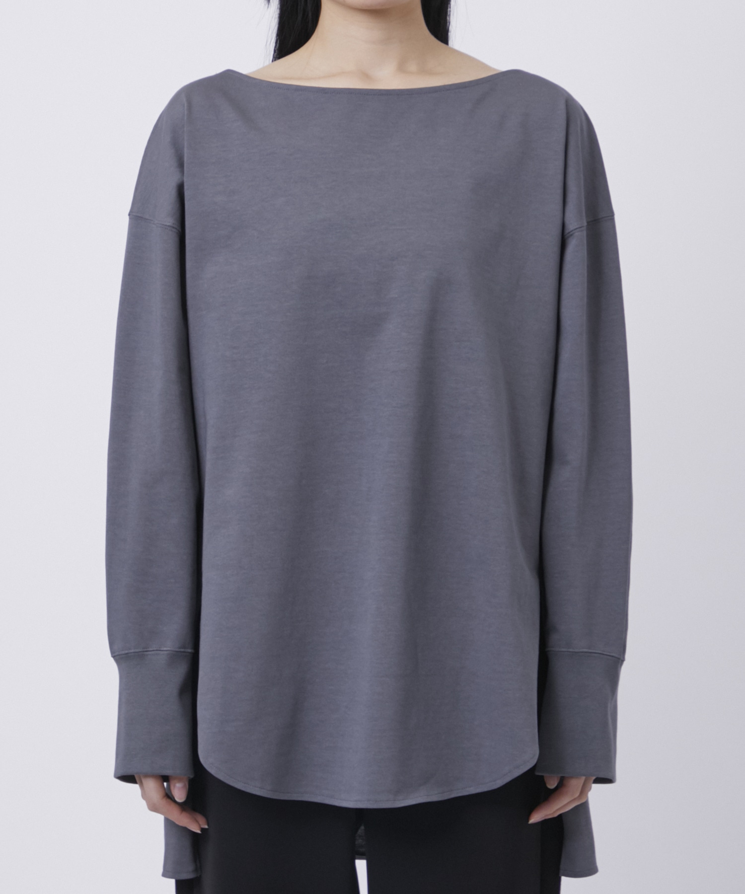 Oversized Cotton Boat Neck Top Mame Kurogouchi