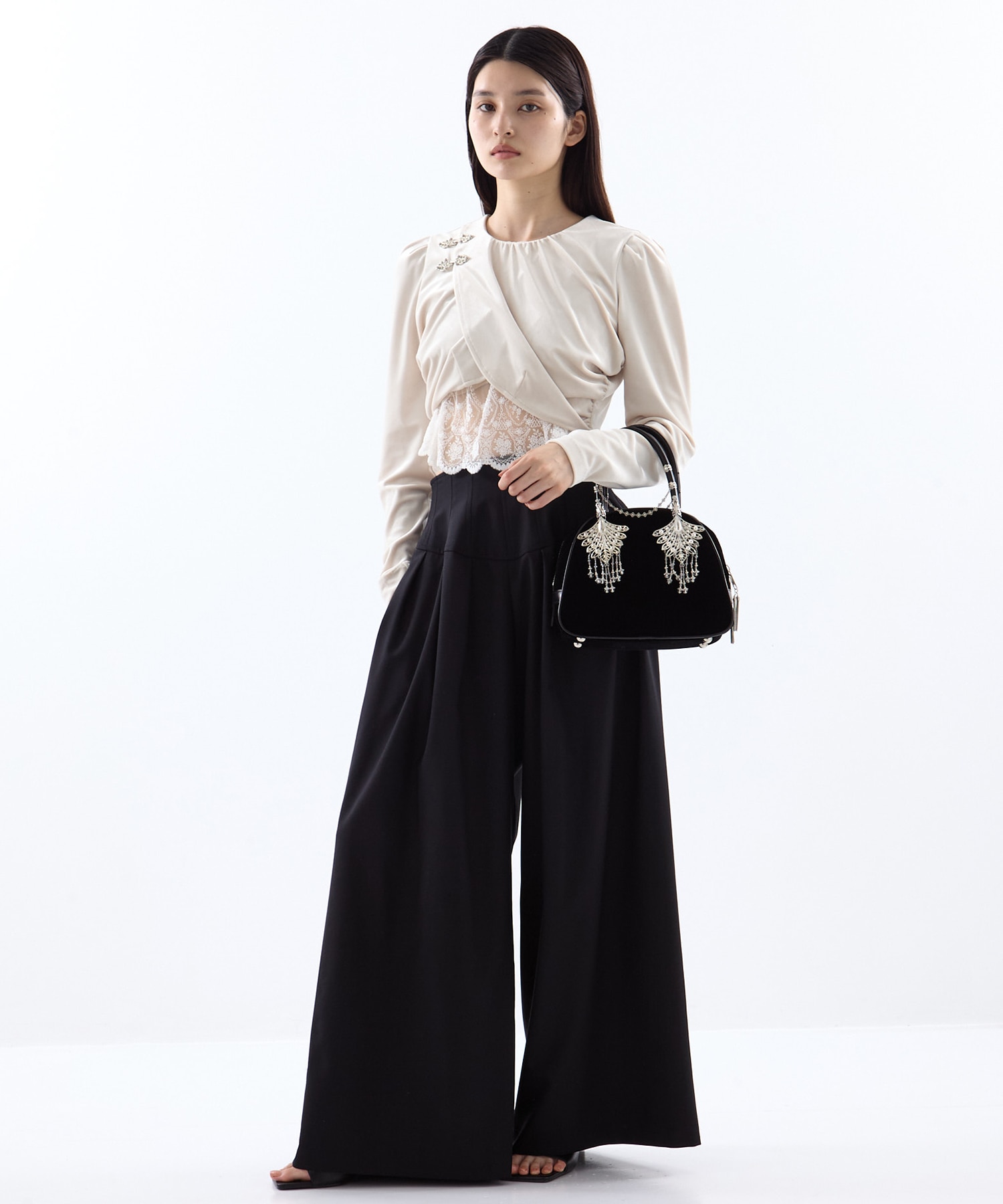 gather neck velour tops tanakadaisuke