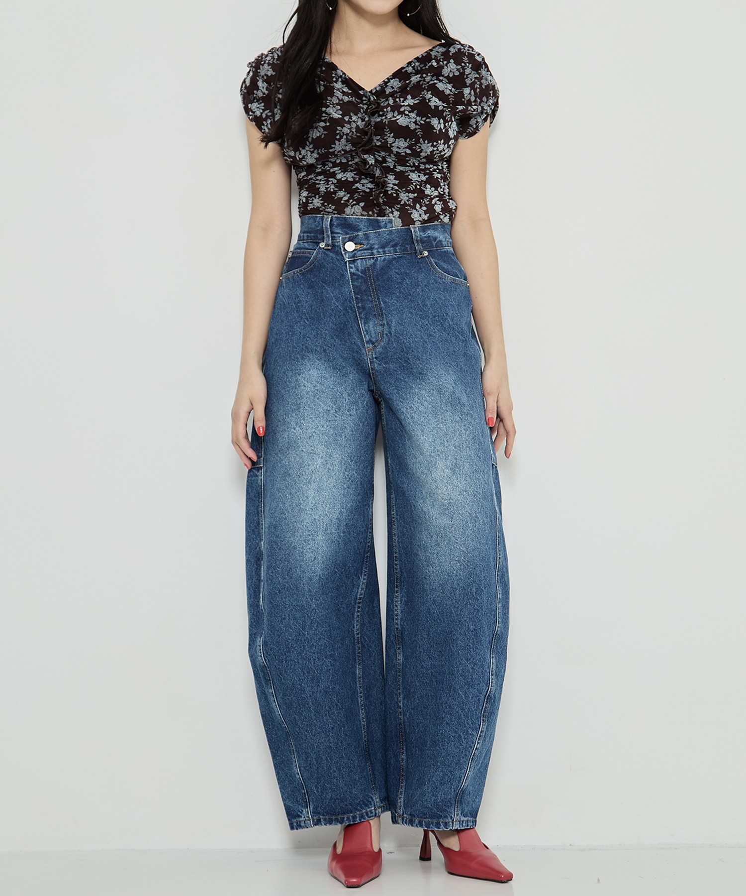 ROSE VELVET TULLE SHIRRING TOP FETICO