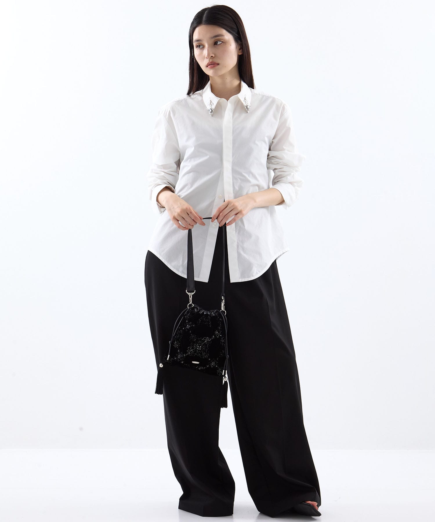 crystal silver tip lapel shirt tanakadaisuke