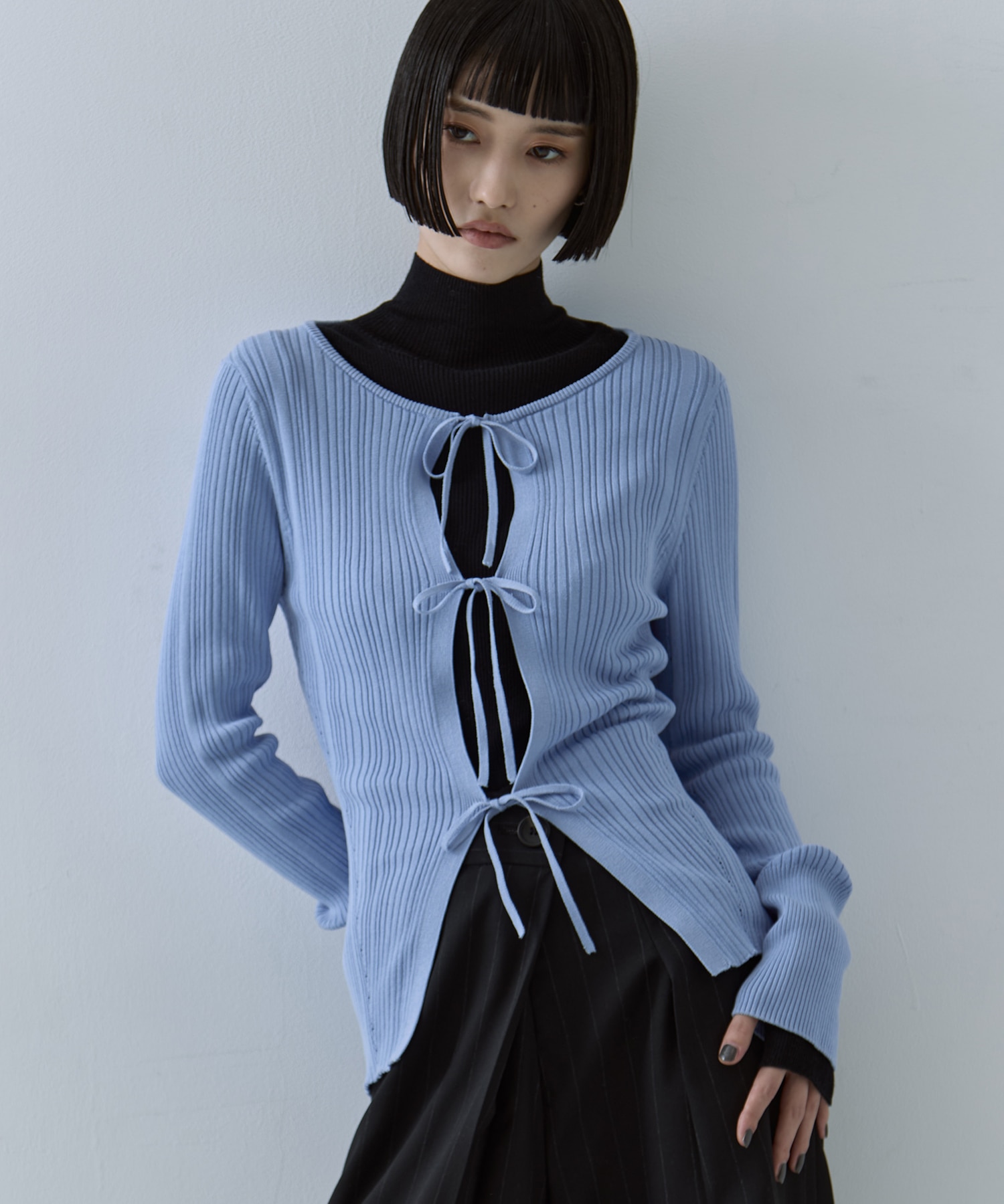 Ribbon Front Knit Cardigan STUDIOUS